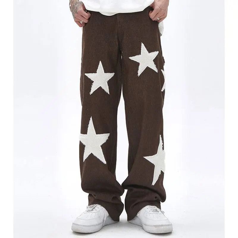 image of Vintage Punk Pants With Stars in Brown, Men's (Size 30)