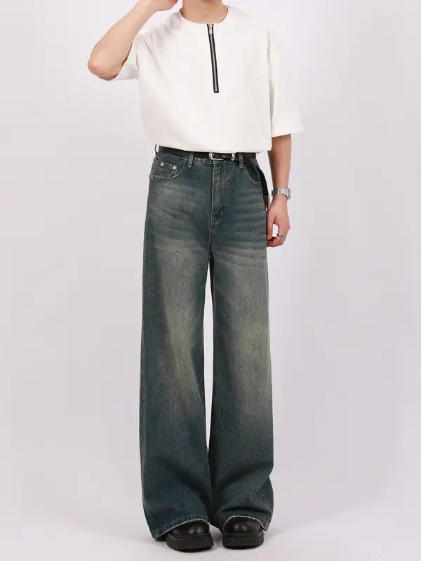 Japanese Brand Aki Vintage distressed washed American loose wide-leg jeans Size US 32 / EU 48 - 2 Thumbnail