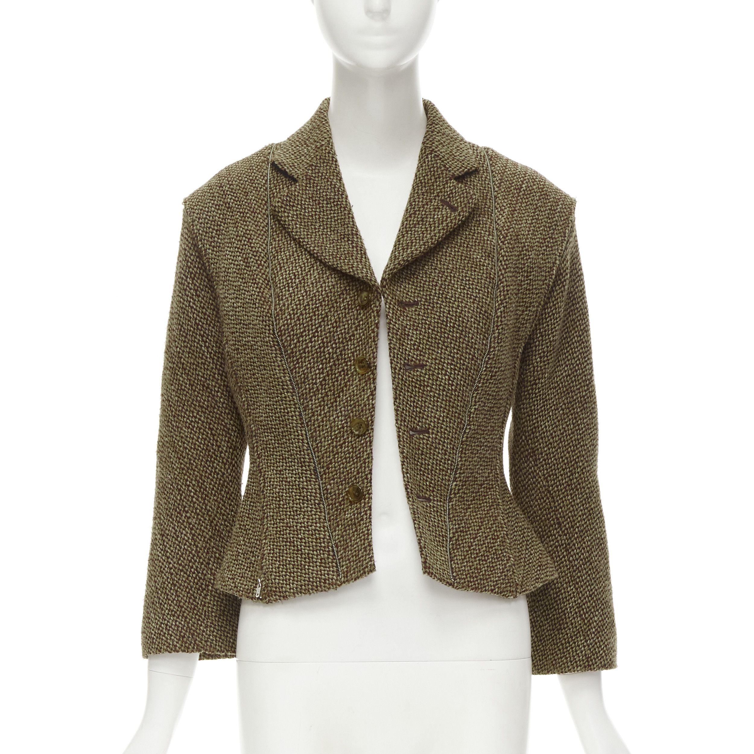 Junya Watanabe rare JUNYA WATANABE 1999 Runway brown tweed herringbone transformable jacket M Size M / US 6-8 / IT 42-44 - 1 Thumbnail