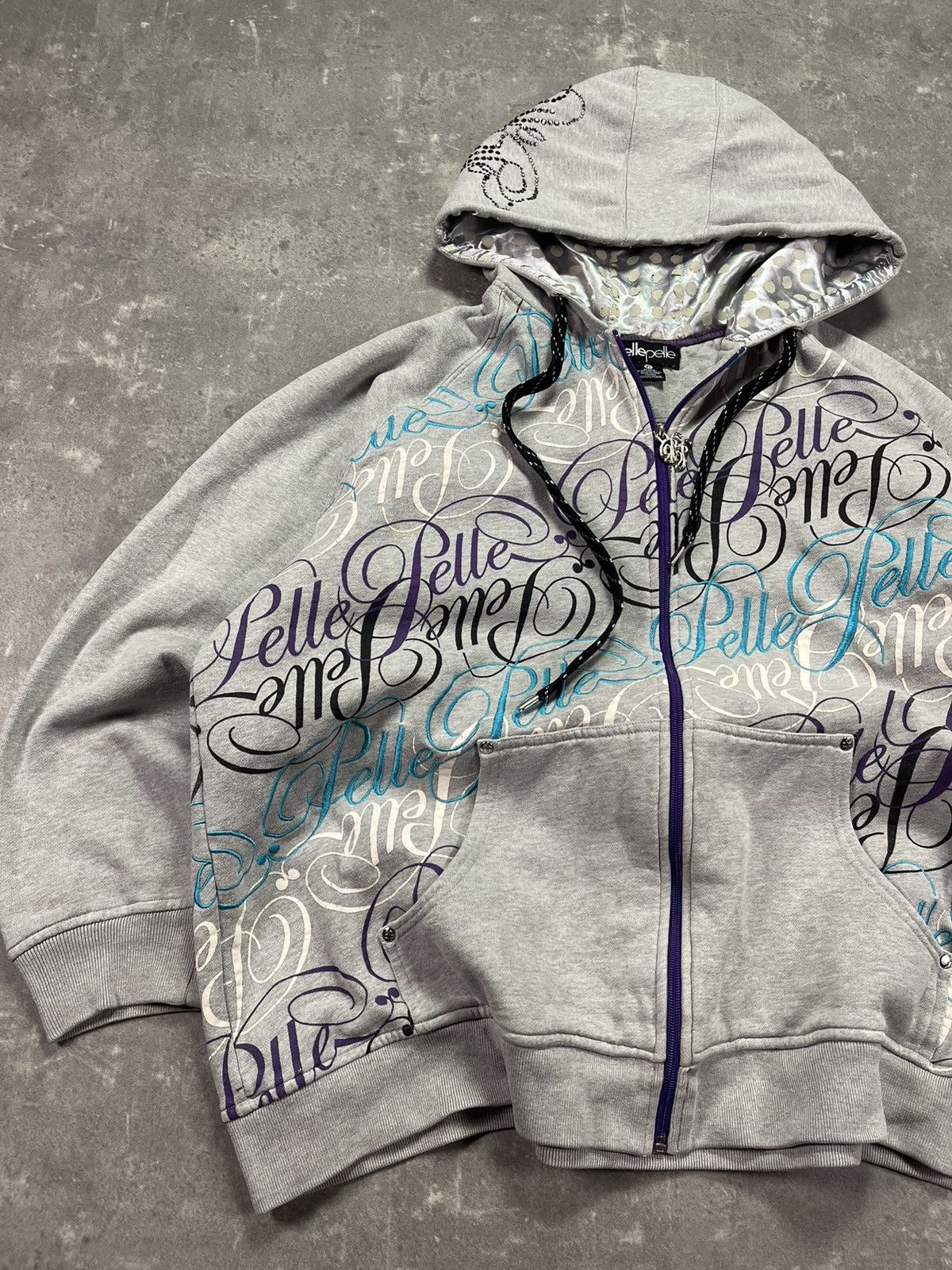 Pelle Pelle Pelle Pelle Multilogo Printed Studded Baggy Zip Hoodie XL Size US XL / EU 56 / 4 - 3 Thumbnail