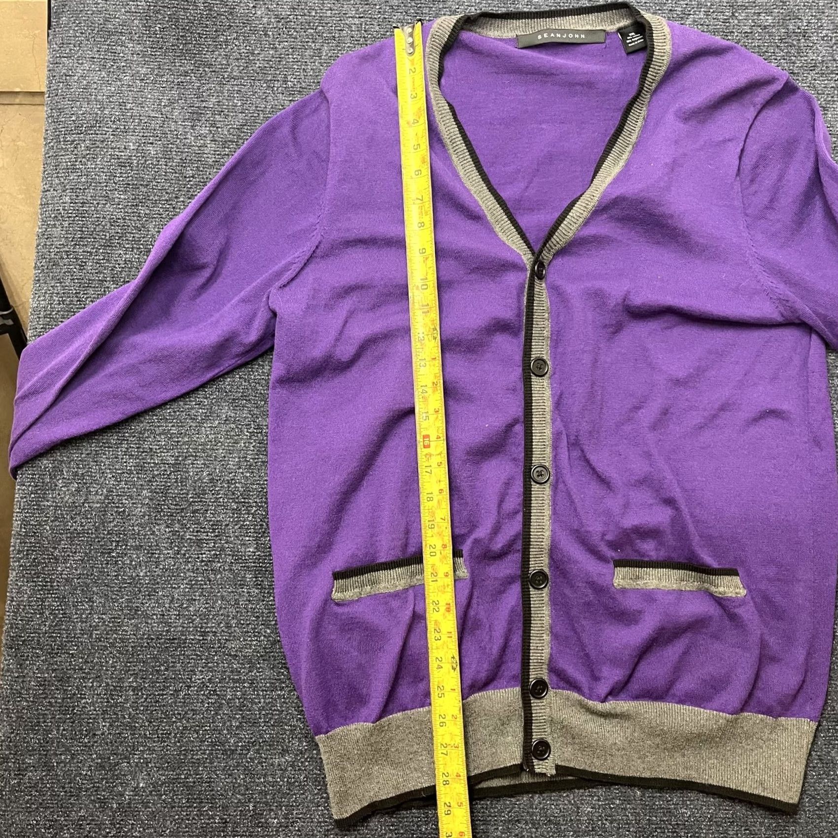 Sean John Sean John Sweater Mens 2XL Purple V Neck Cardigan Button Front Pockets Size US XXL / EU 58 / 5 - 4 Thumbnail