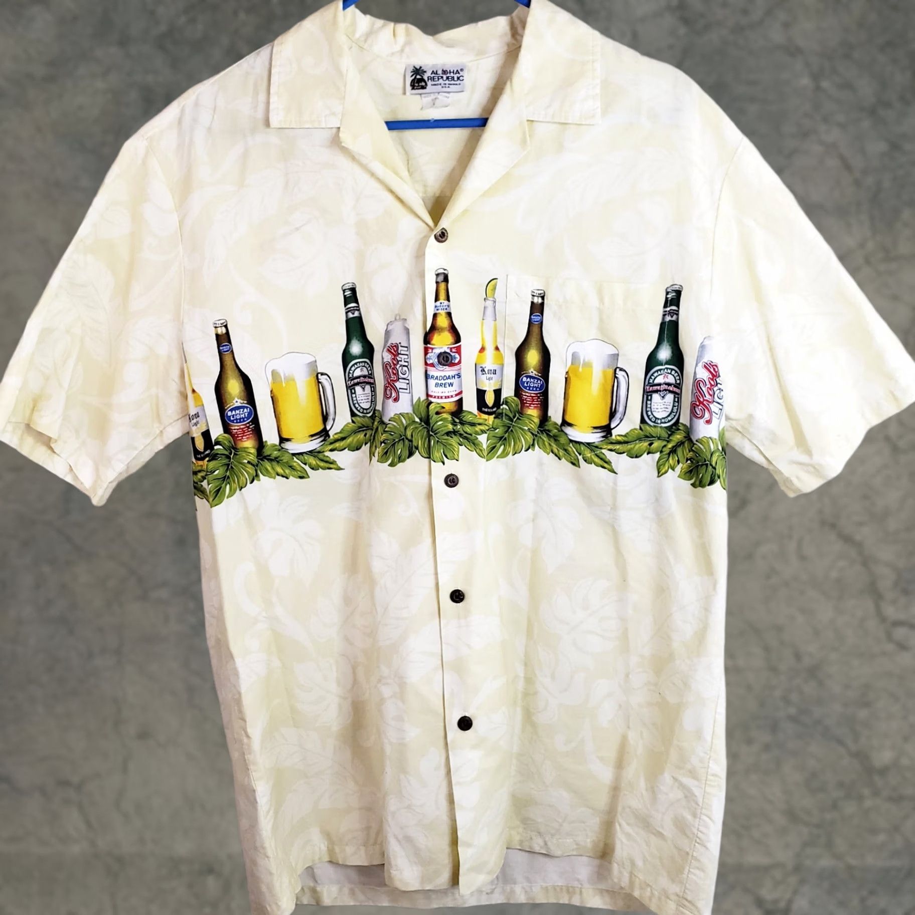 Vintage Aloha Republic Shirt Men L Yellow Floral Beer Short Sleeve Camp Shirt Size US L / EU 52-54 / 3 - 1 Thumbnail