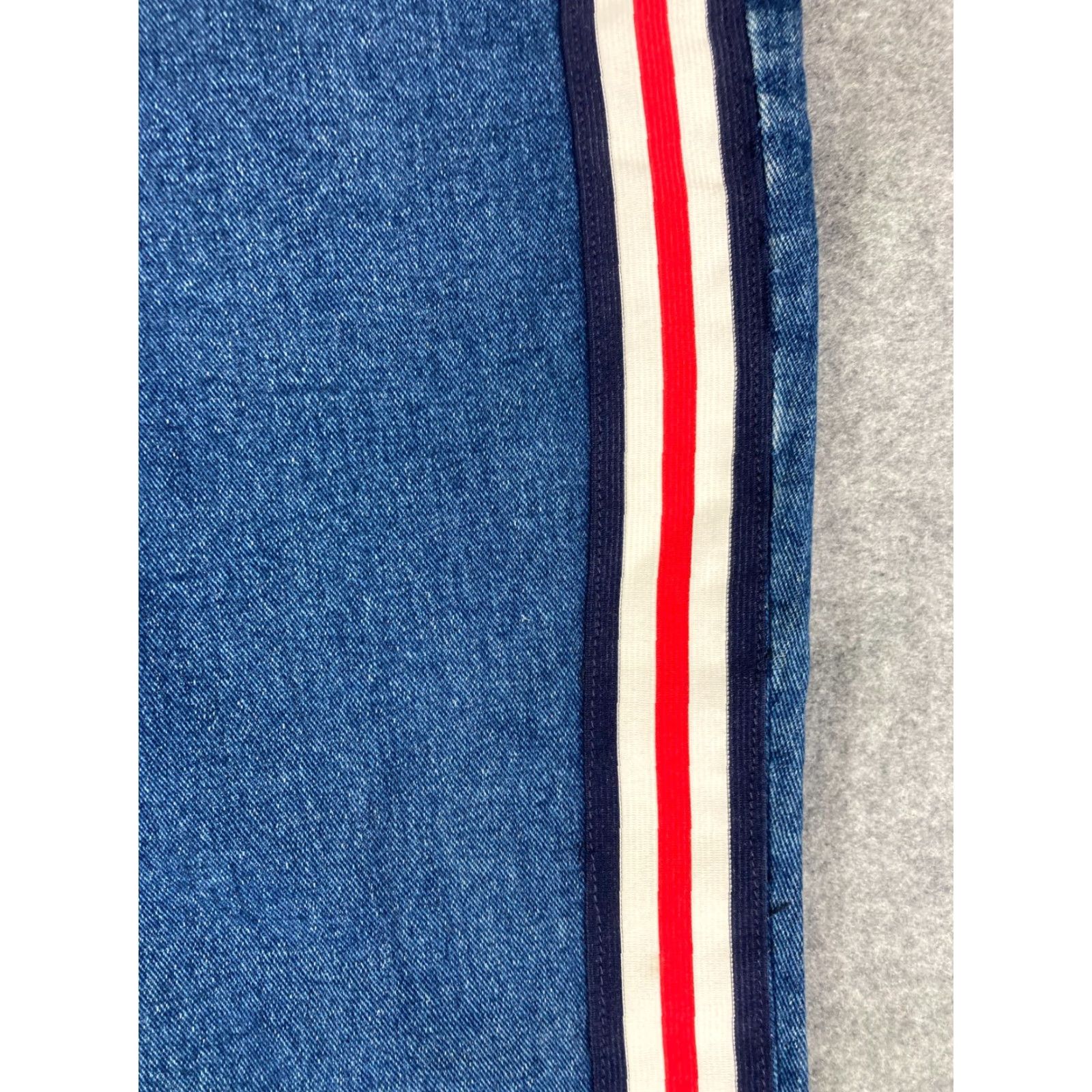 Denime Revolt Bootcut Jeans 22 Blue Denim Striped Straight Leg Waistband Pockets Womens Size 40" / US 18 - 2 Thumbnail