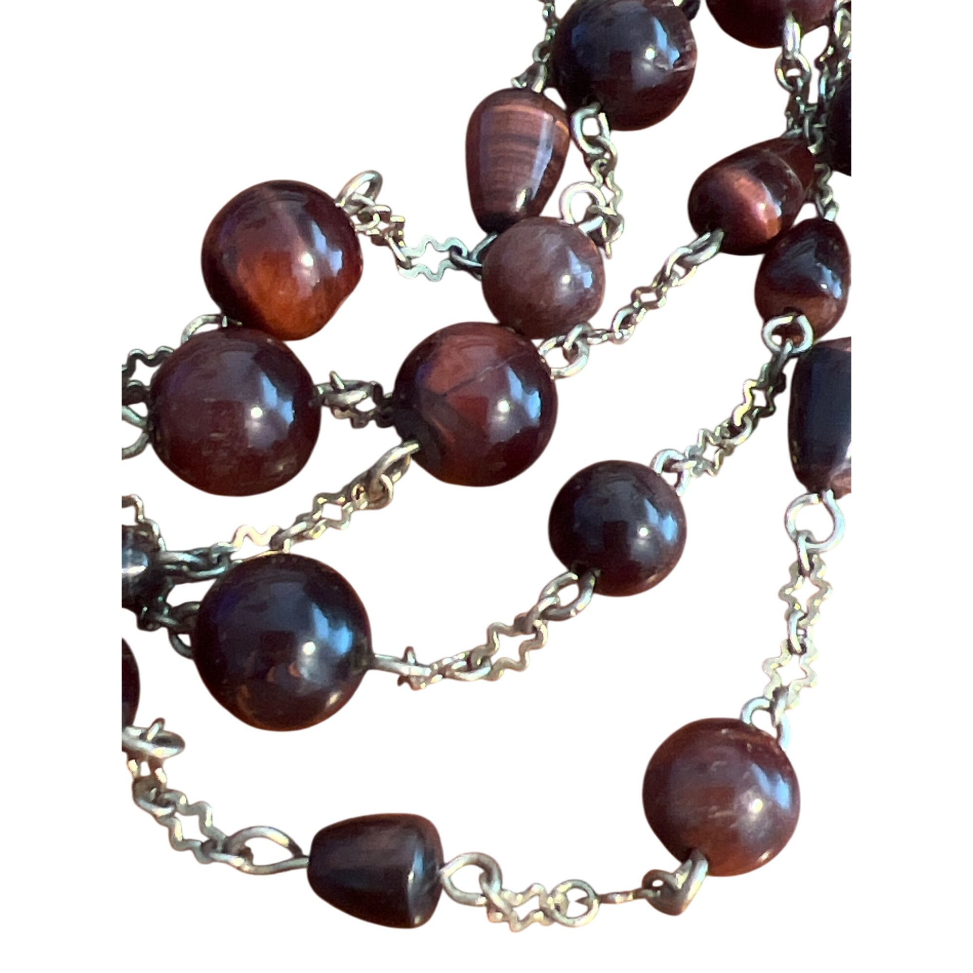 Other Vintage Multi Strand Beaded Necklace Brown Red Cat Eye Beads Size ONE SIZE - 2 Thumbnail