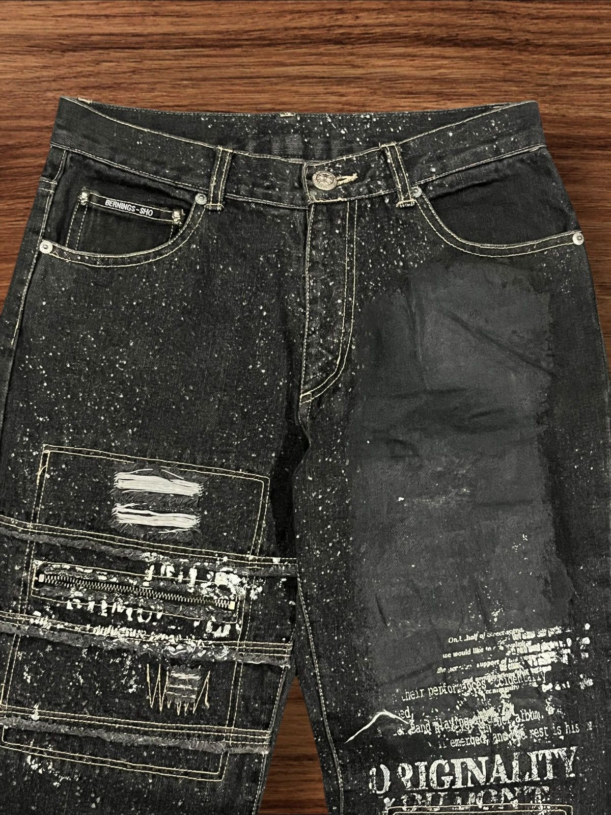 If Six Was Nine Vintage Japan Bernings Sho Skeleton Astronomical Flare Jeans Size US 28 / EU 44 - 4 Thumbnail