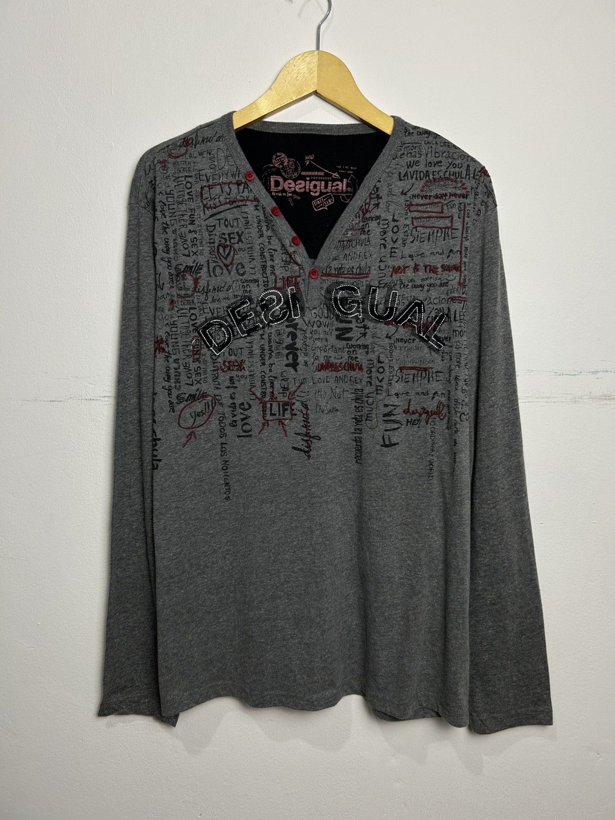 Japanese Brand Y2k Desigual Poem longsleeve Size US XL / EU 56 / 4 - 1 Thumbnail