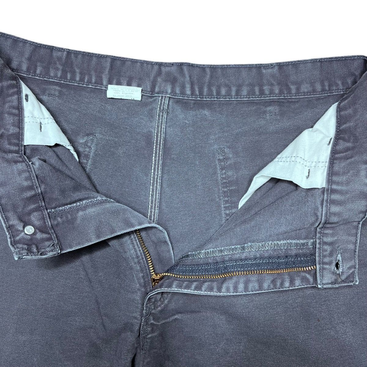 Carhartt × Vintage Vtg 2000s Carhartt Dark Grey Carpenter Canvas Dungaree Pants Size US 35 - 3 Thumbnail