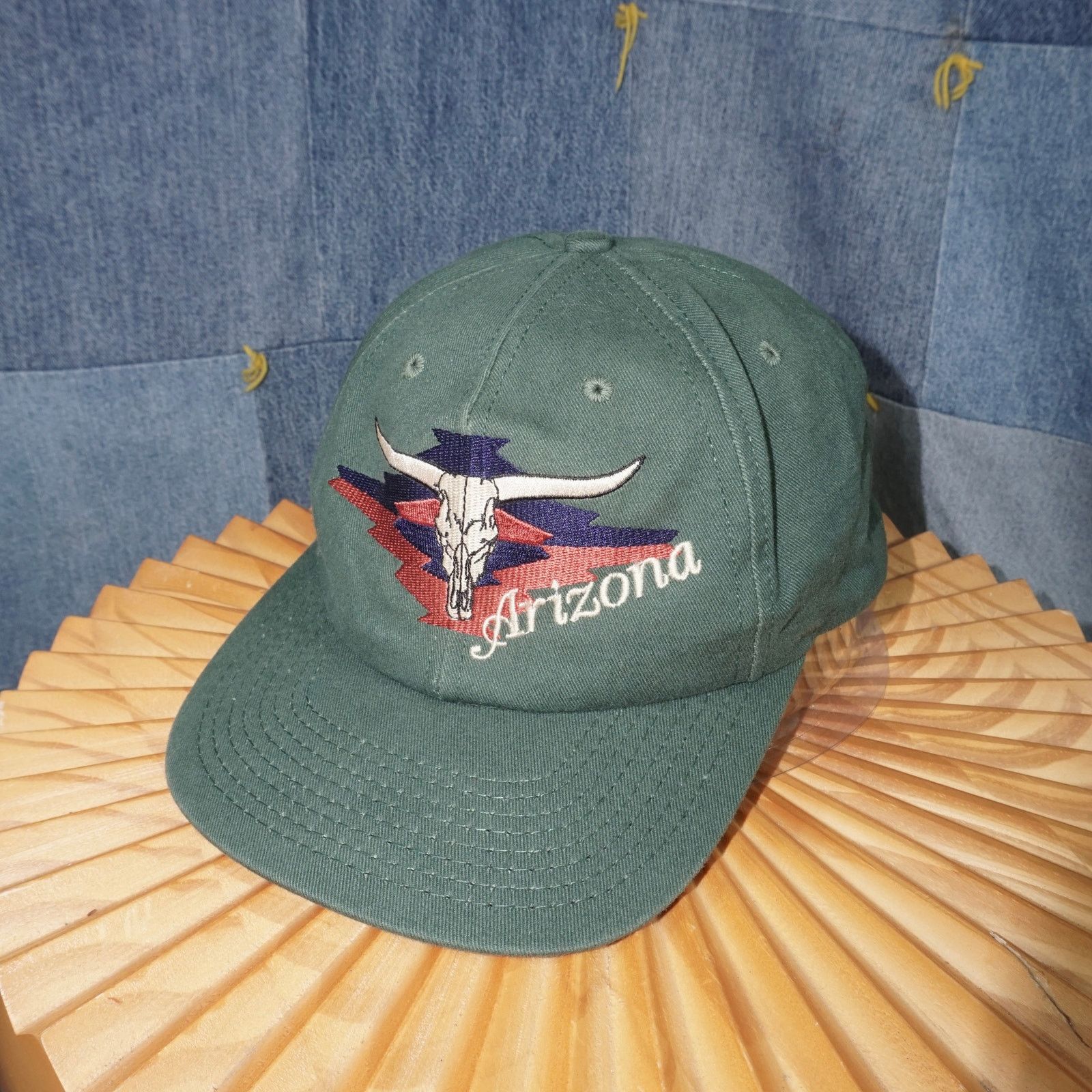 Vintage OSFA - Vintage Arizona Longhorn skull skeleton Aztec 90s hat Size ONE SIZE - 2 Thumbnail