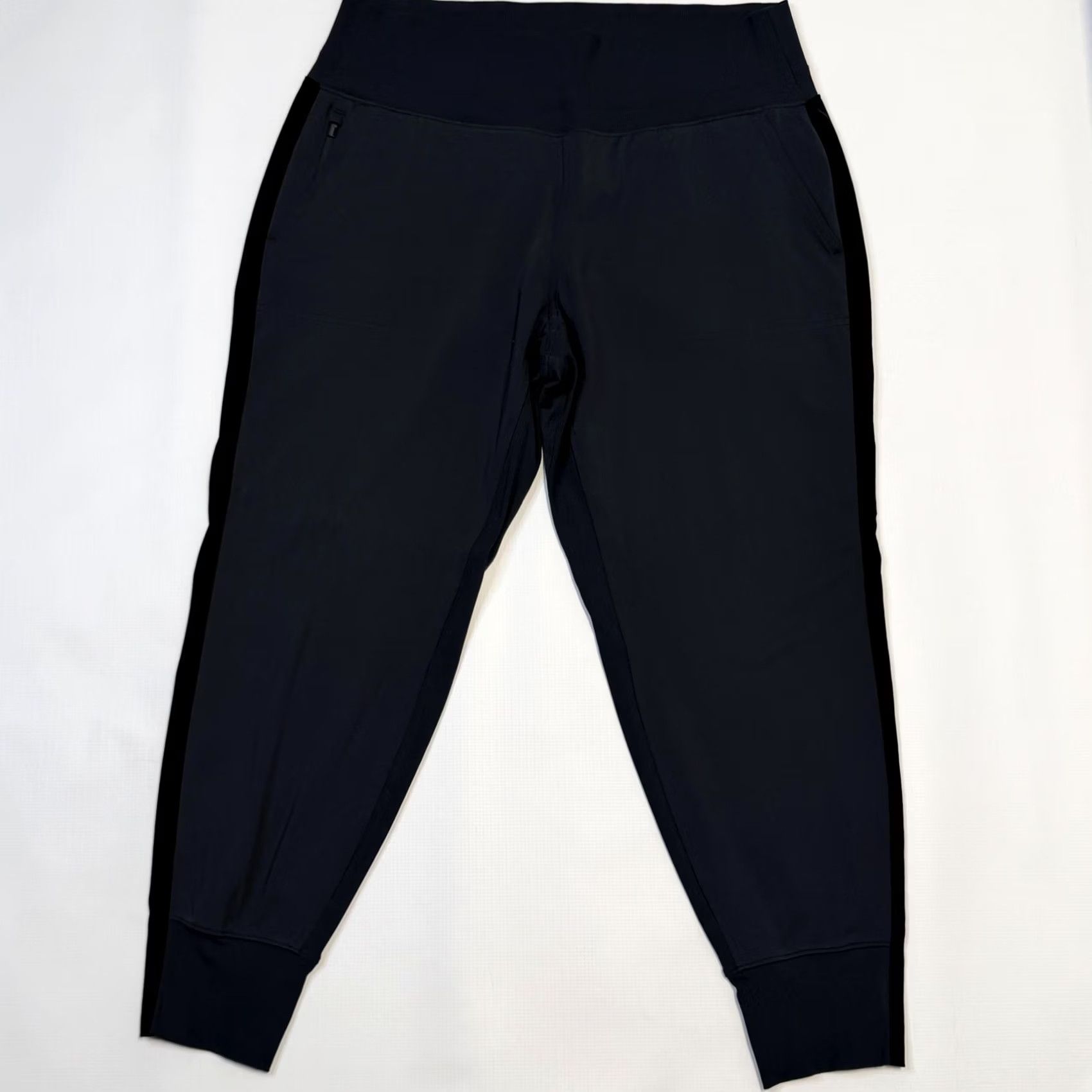 Athleta ATHLETA Women Jogger Black High Rise Rib Waist Pockets Zip Pocket Tapered 27in Inseam XS-XL Activewear Jogger Womens Size 40" / US 18 - 2 Thumbnail