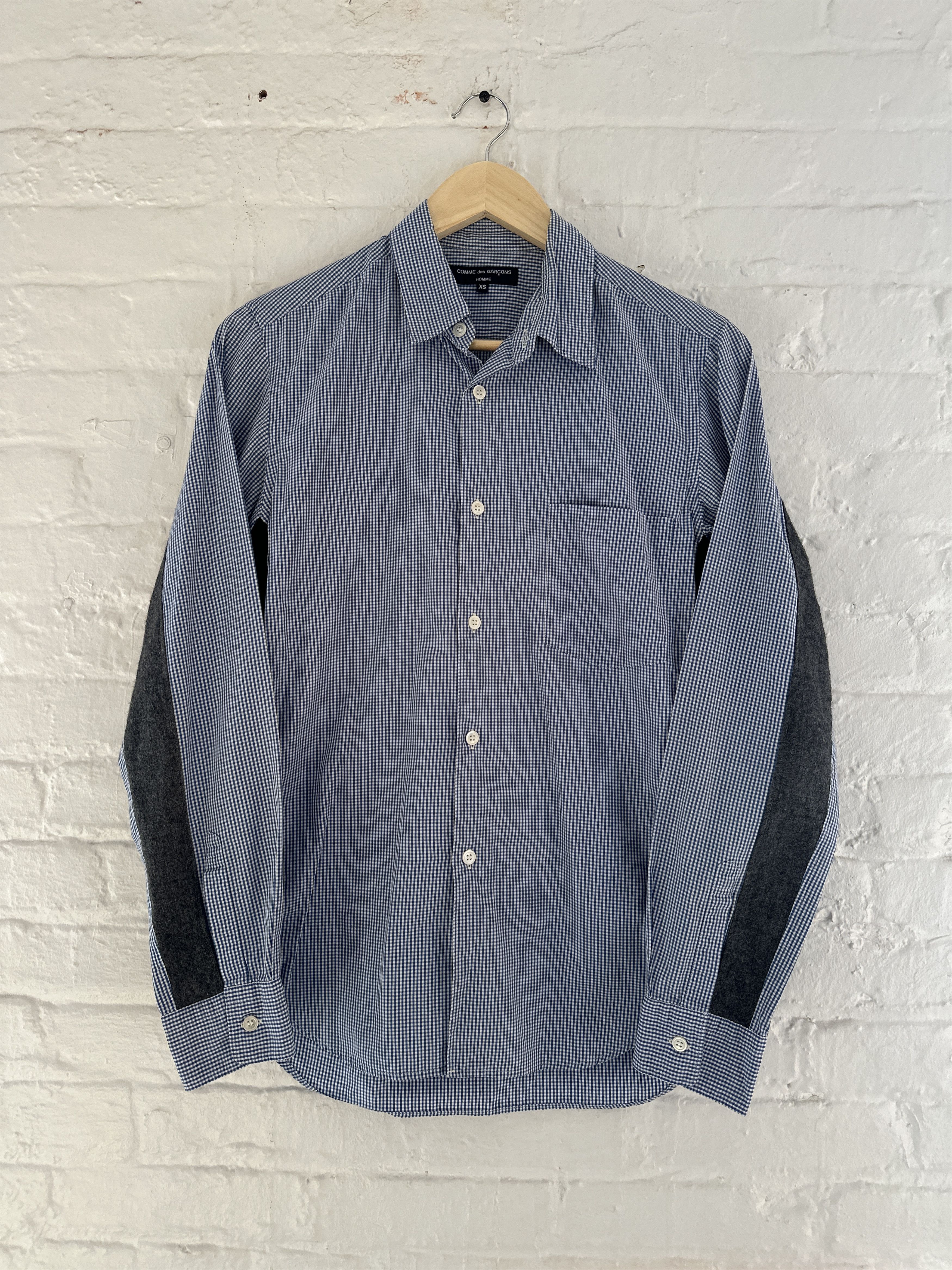 Comme des Garcons Comme des Garcons Homme Wool Paneled Check Button Up Shirt Size US XS / EU 42 / 0 - 1 Thumbnail