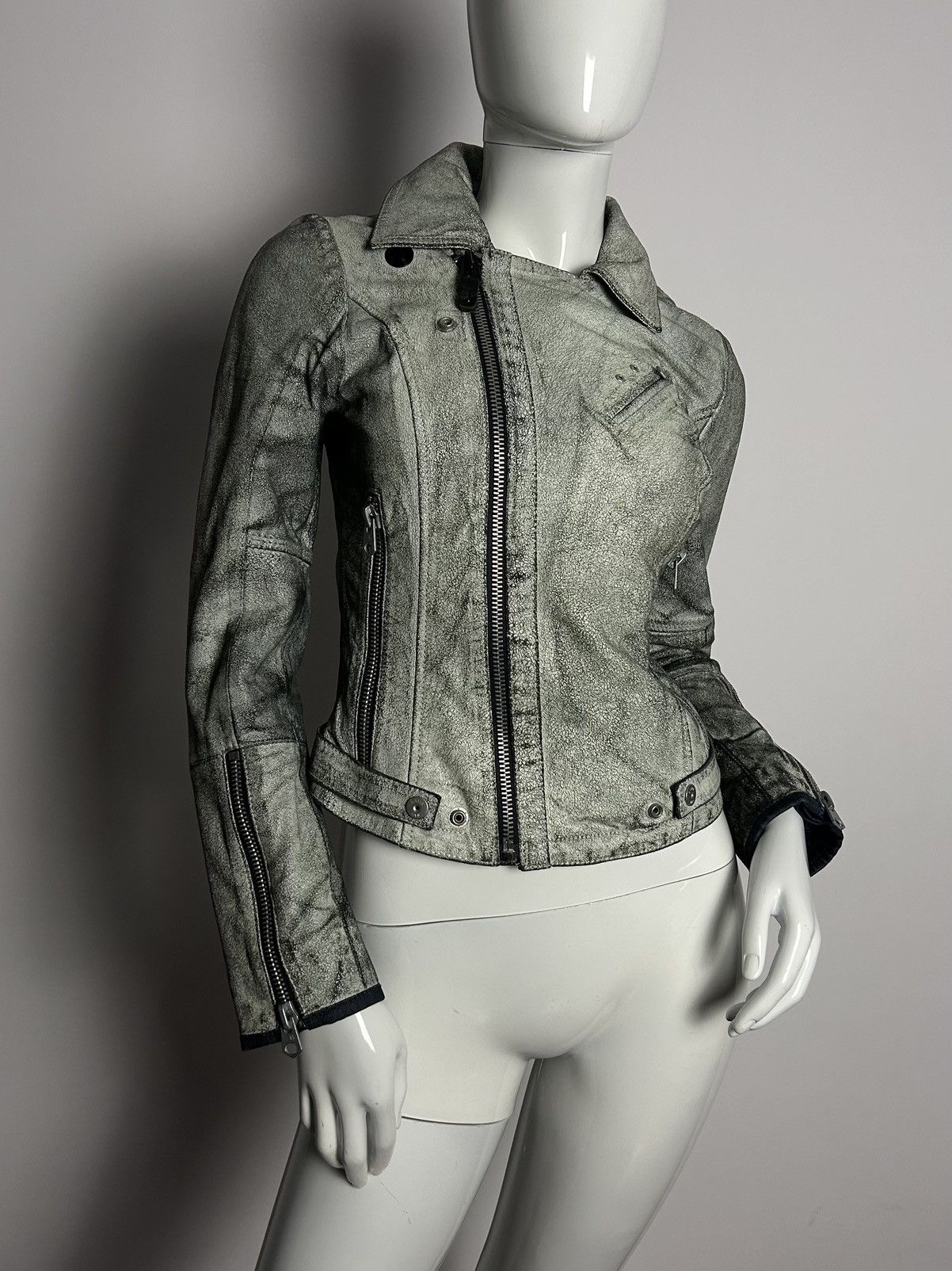 Other Designed crackle texture leather biker asymmetric jacket Size S / US 4 / IT 40 - 2 Thumbnail