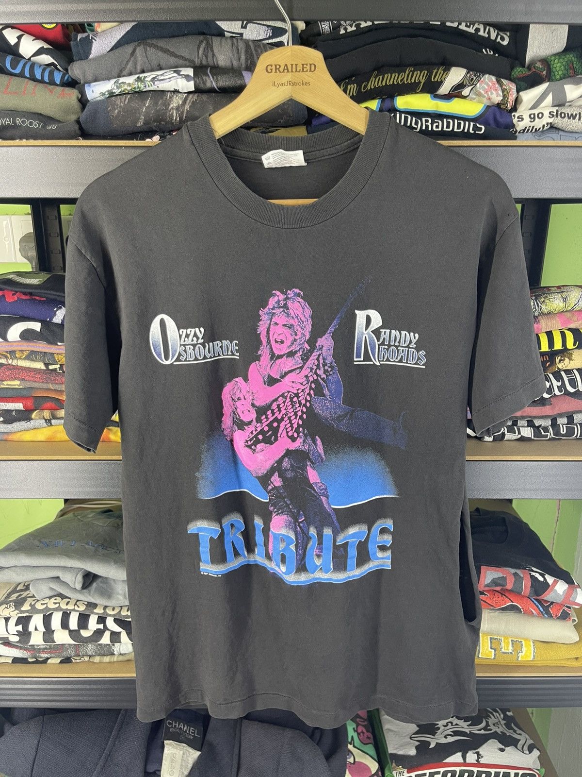 Band Tees Thrashed Vtg Ozzy Osbourne and Randy Rhoads "Tribute" shirt Size US M / EU 48-50 / 2 - 1 Thumbnail