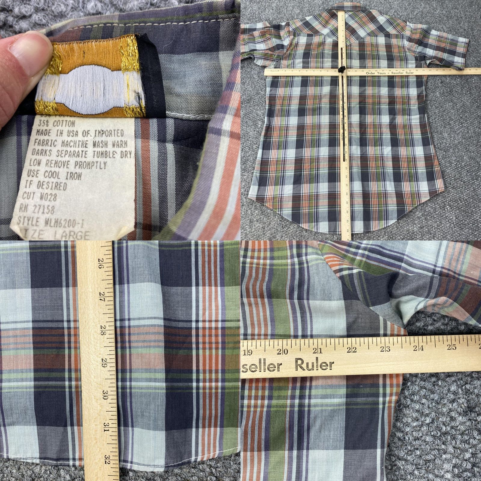 Vintage VINTAGE Holt Western Shirt Mens Large Plaid Pearl Snap Short Sleeve Made USA WLM6200-1 Size US L / EU 52-54 / 3 - 8 Thumbnail