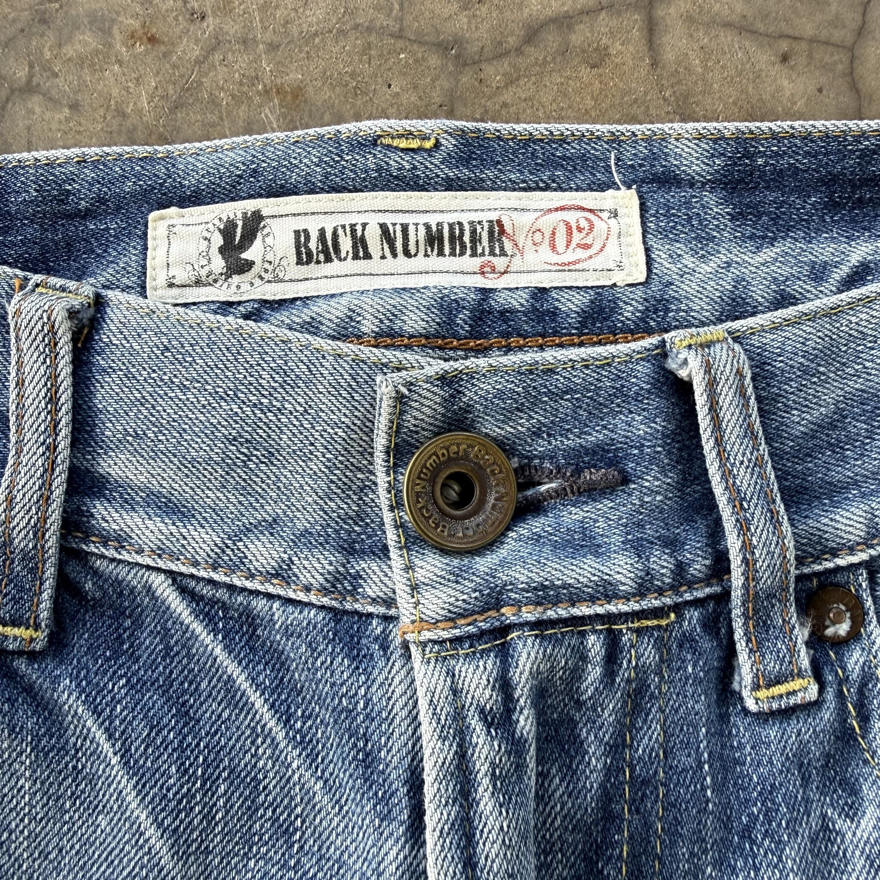 Japanese Brand Vintage Back Number Faded Wash Blue Denim Jean W31 Size US 31 - 6 Thumbnail