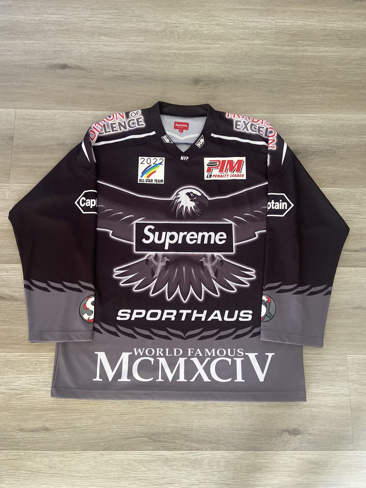 Supreme Supreme Eagle Moto Hockey Jersey SS22 | Grailed