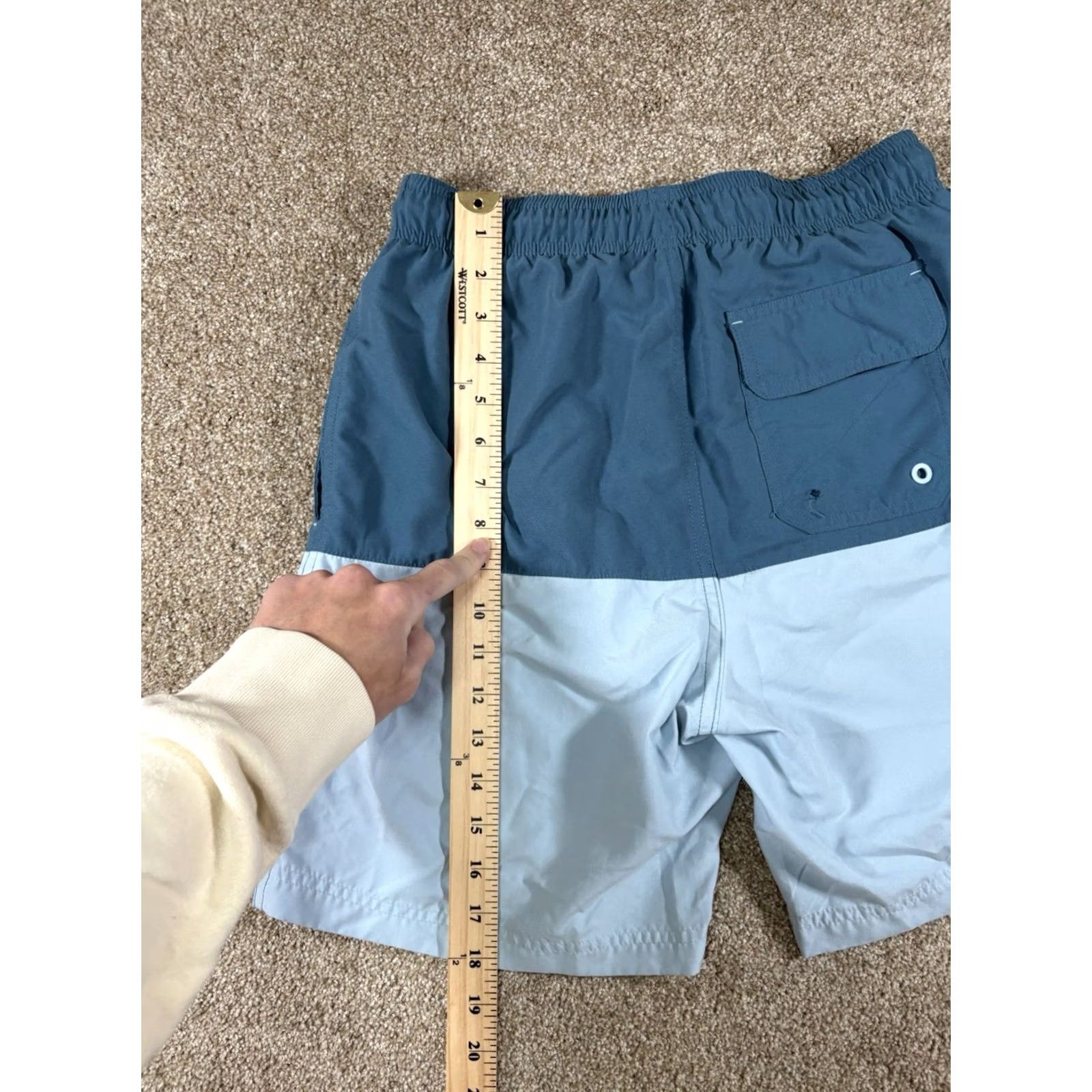 George George Men’s Swim Trunks Shorts Drawstring Pockets Blue Colorblock S Size US 29 - 6 Thumbnail