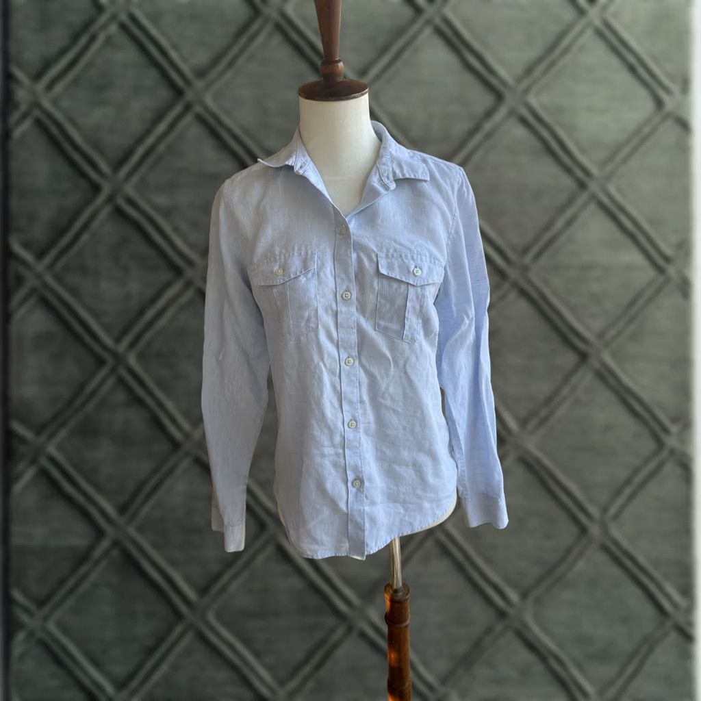 UNTUCKit UNTUCKit Button-Front Shirt Women's Size 2 Blue Linen Long Sleeve Button-Down Casual Basic Lightweight Lightweight Linen 2 Light Blue Womens Size XS / US 0-2 / IT 36-38 - 1 Thumbnail