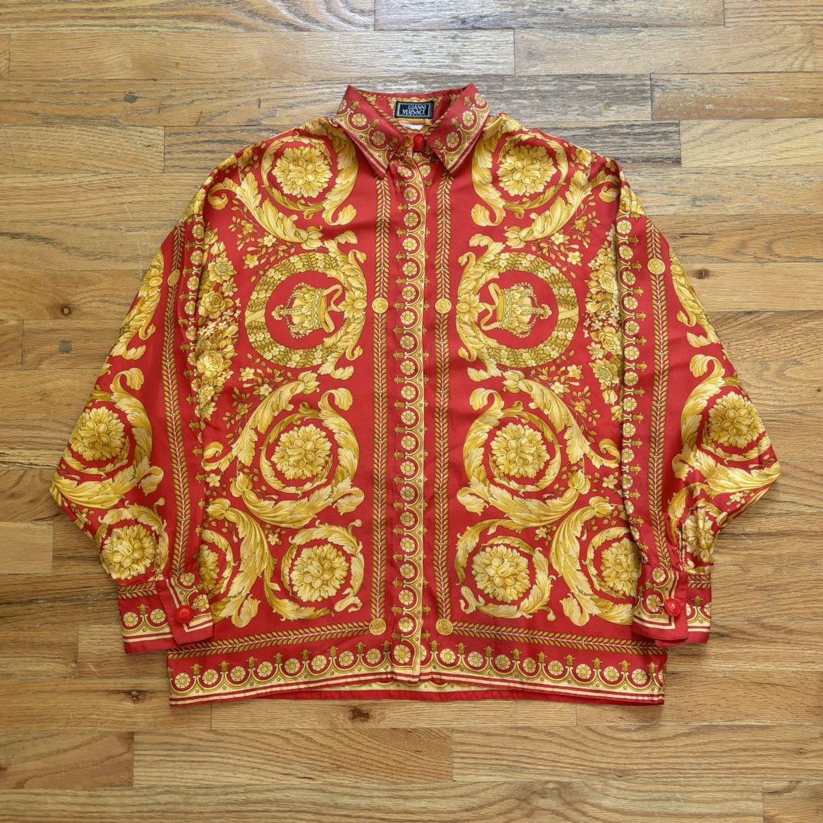 c. 1992 Barocco Print Silk Shirt