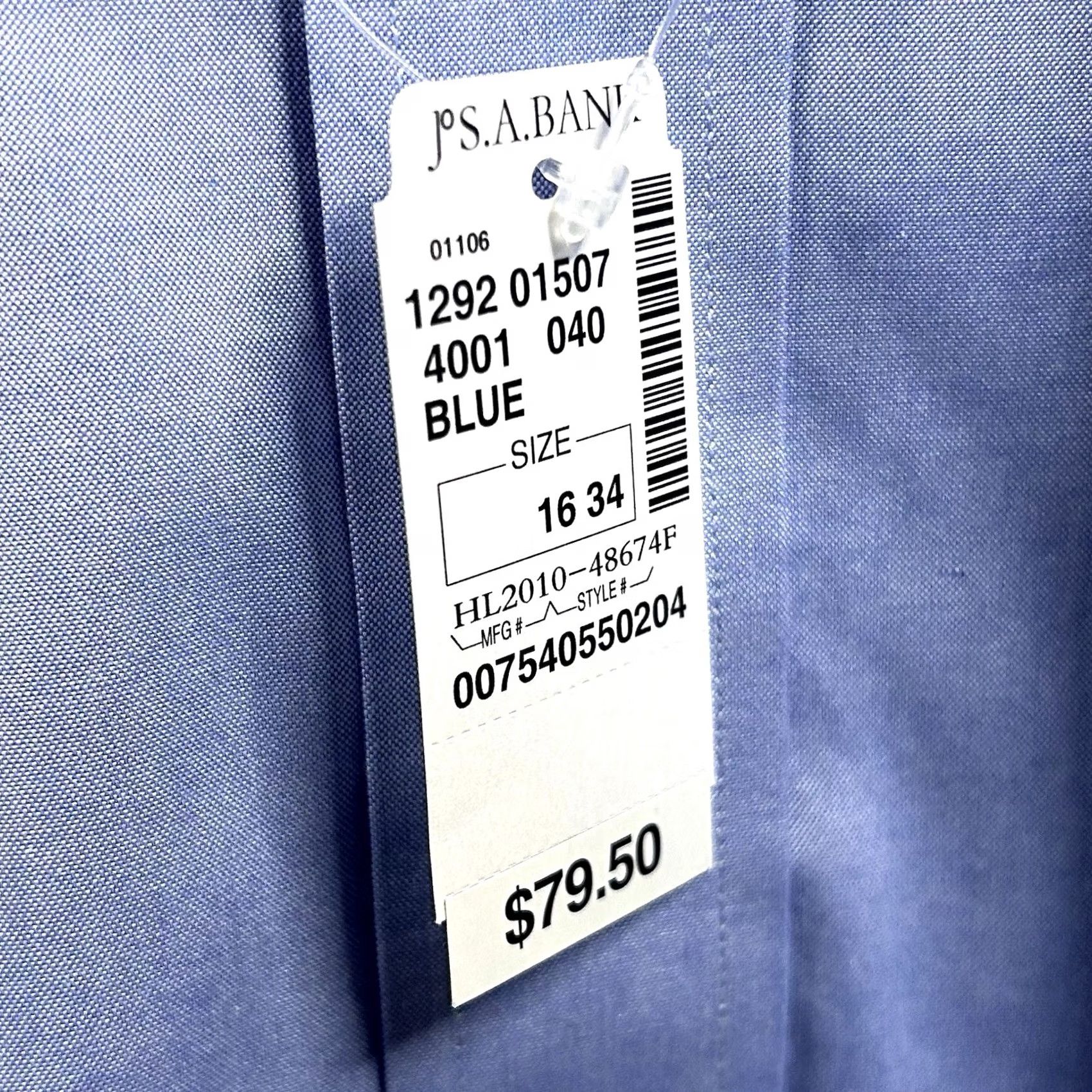 Jos. A. Bank Jos. A. Bank Dress Shirt Blue Button-Down 16 34 Tailored Fit Traveler Oxford NWT Men Regular Shirt Size 42R - 5 Thumbnail