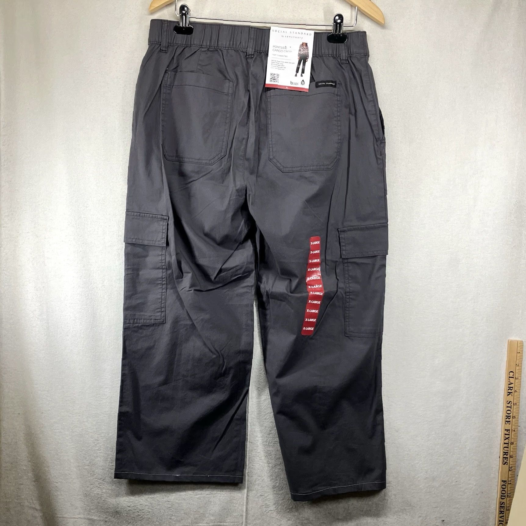 Sanctuary Social Standard Portside Cargo Pants Women XL Black Wide-Leg Knit Cotton Spandex Breathable Lightweight Casual Workwear Travel Machine Washable Size 40" / US 18 - 2 Thumbnail