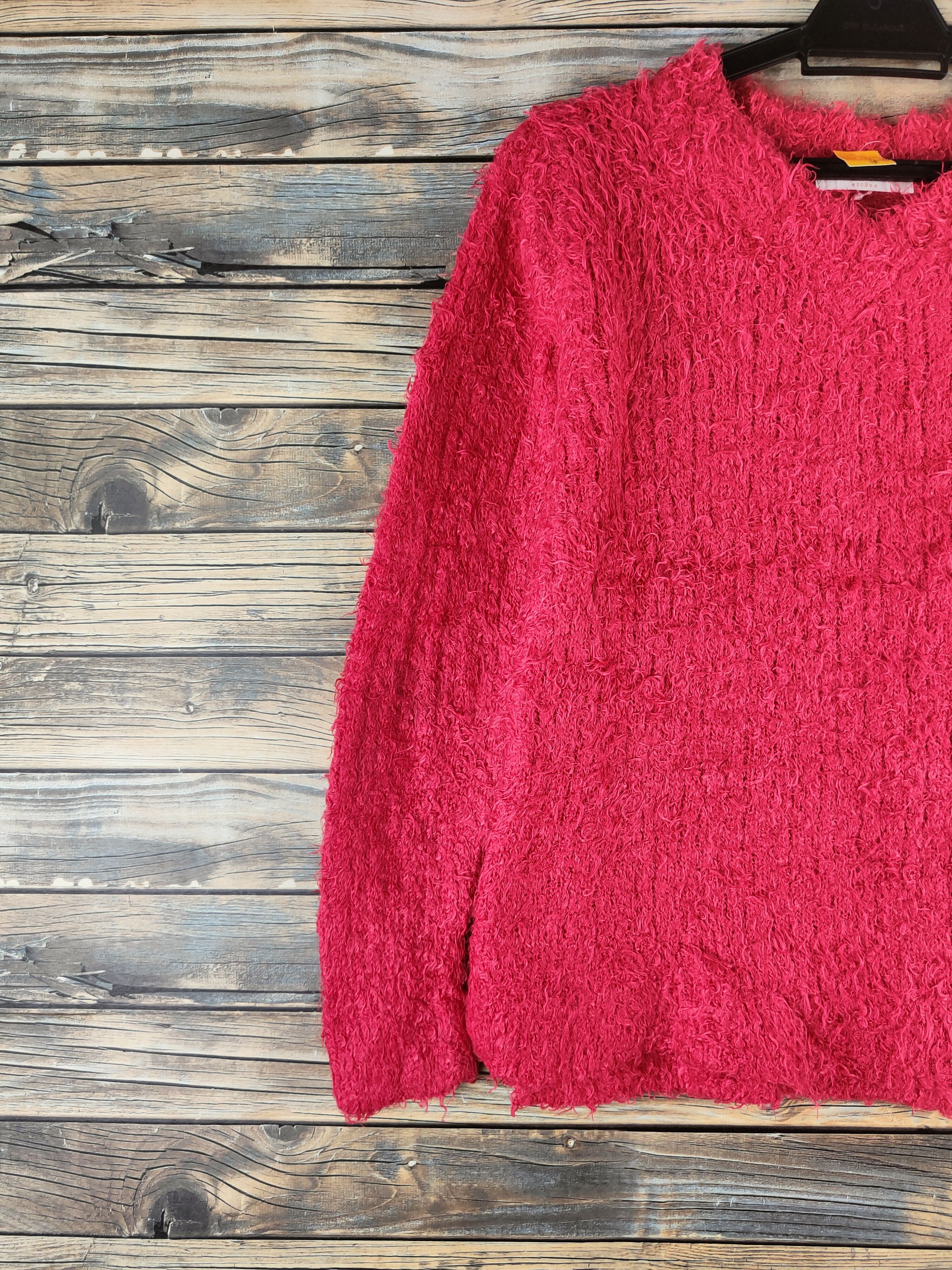 Japanese Brand DL Chocol Raffine Red Fur Mohair shaggy Knitwear #46-912 Size S / US 4 / IT 40 - 3 Thumbnail