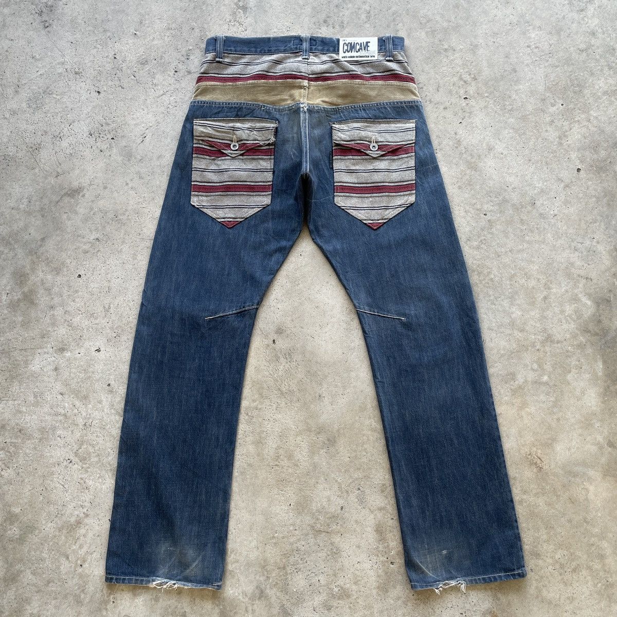 Japanese Brand × Jean × Vintage Vintage Concave Attempt Rare Designs Denim Pants Jeans W33 Size US 33 - 1 Thumbnail