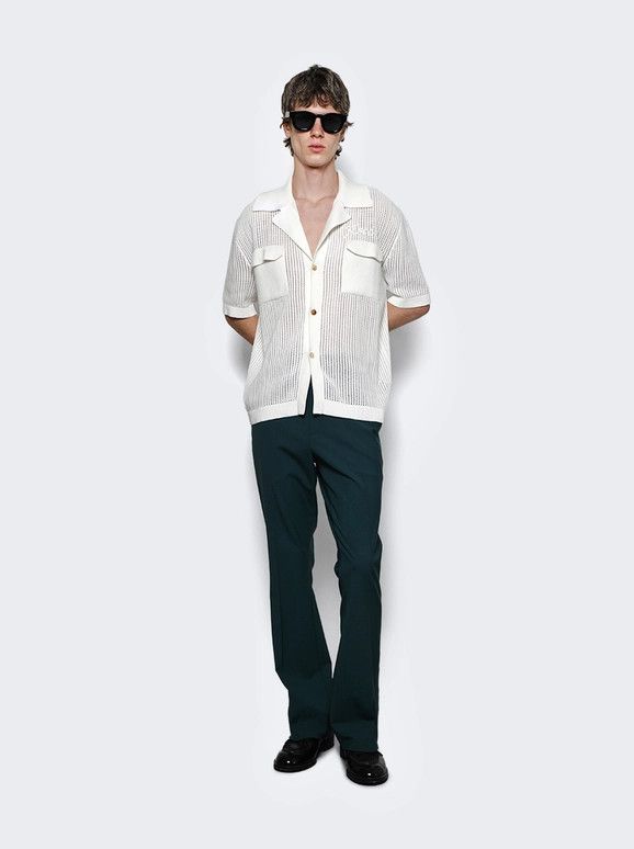 o1s1wg110126 Mesh Knit Camp Shirt in White