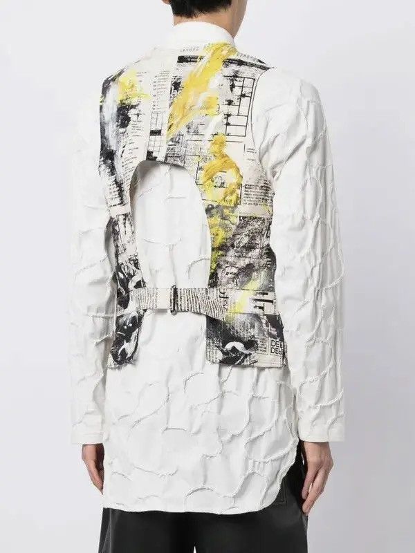 Yohji Yamamoto Yohji Yamamoto Pour Homme SS22 Newspaper-Print Vest Size 46R - 8 Thumbnail