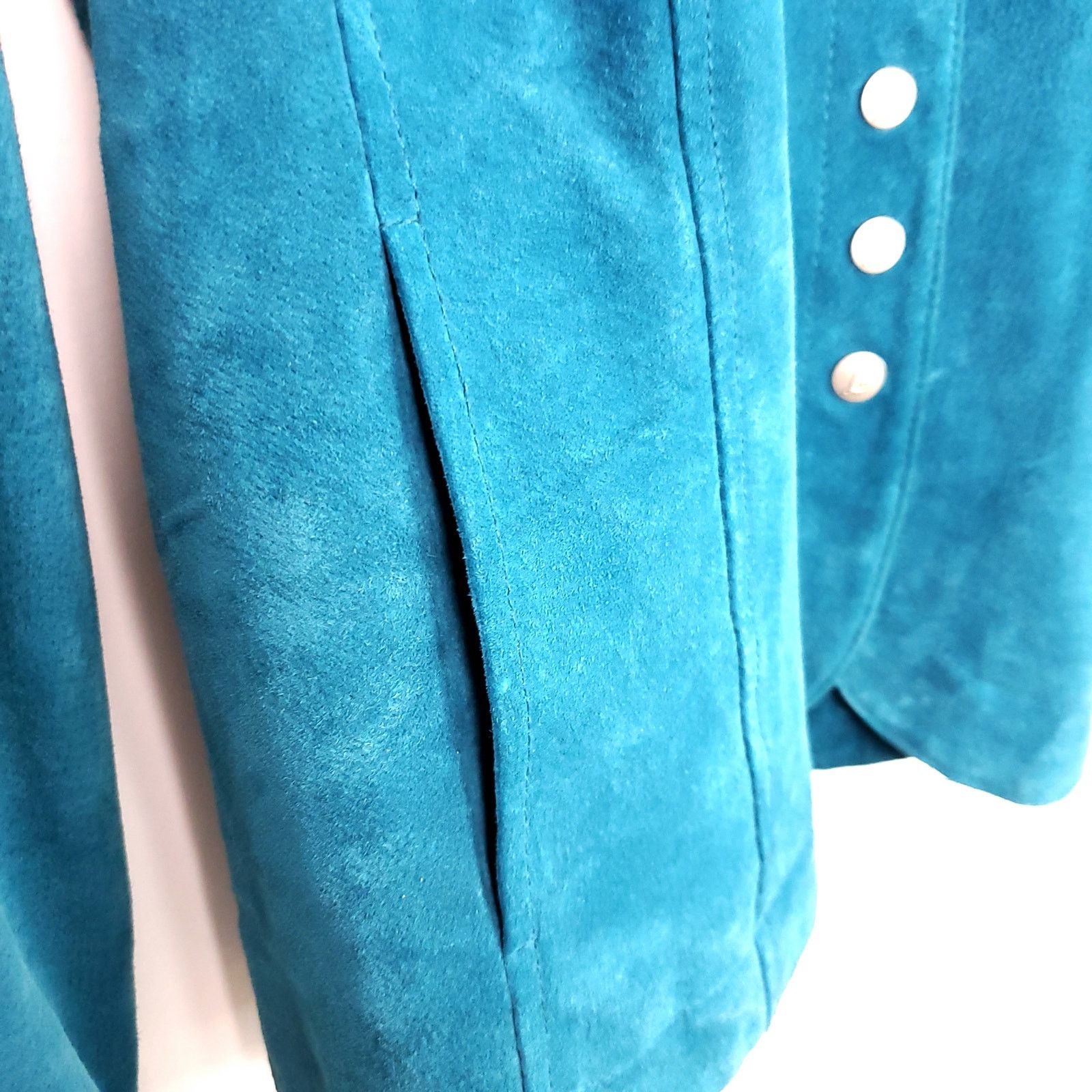 Other Vintage Y2K Blue Suede Leather Jacket Live a Little L Size L / US 10 / IT 46 - 8 Thumbnail