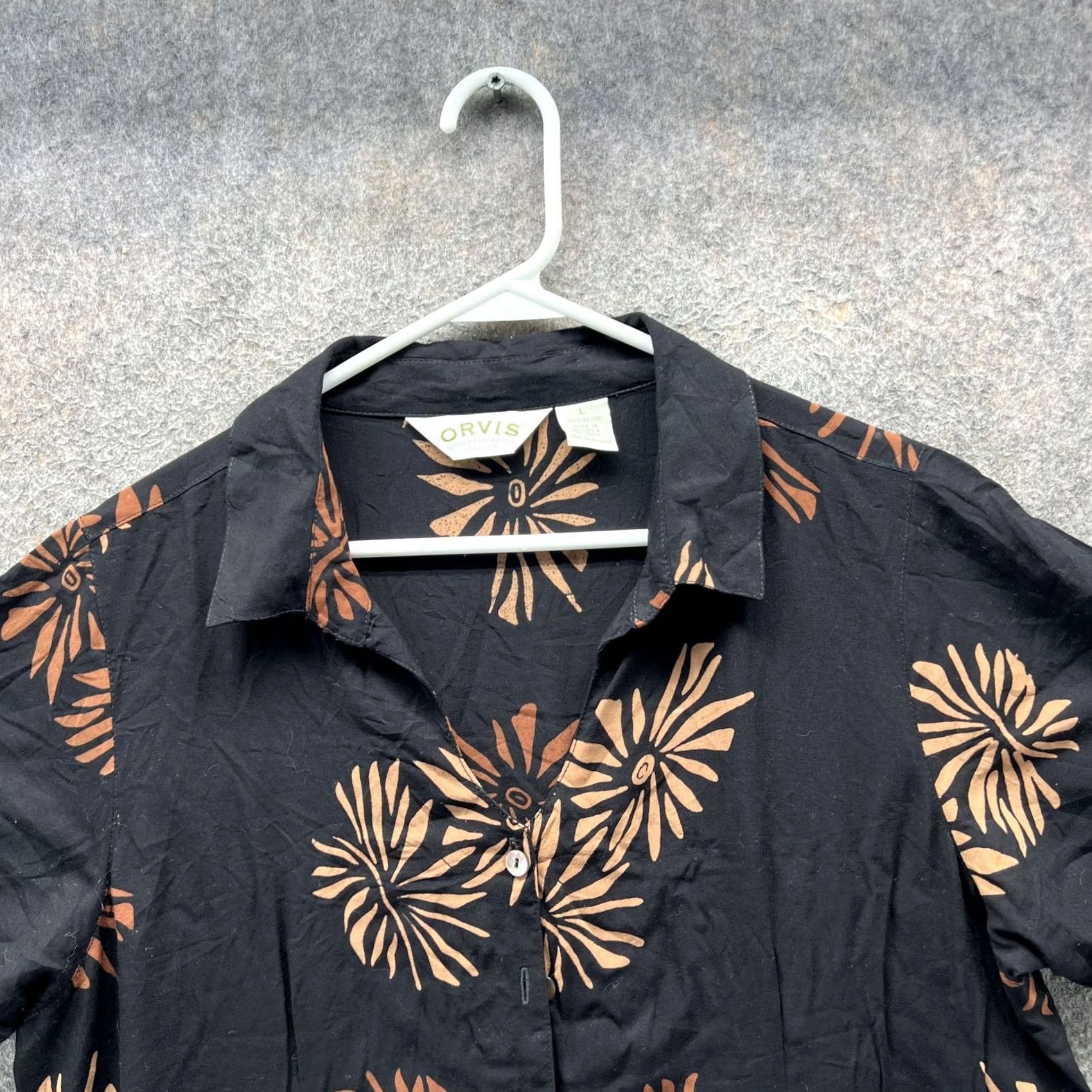 Orvis Orvis Shirt Dress Womens Large Black Floral Rayon Button Front Midi Dress Size L / US 10 / IT 46 - 6 Thumbnail