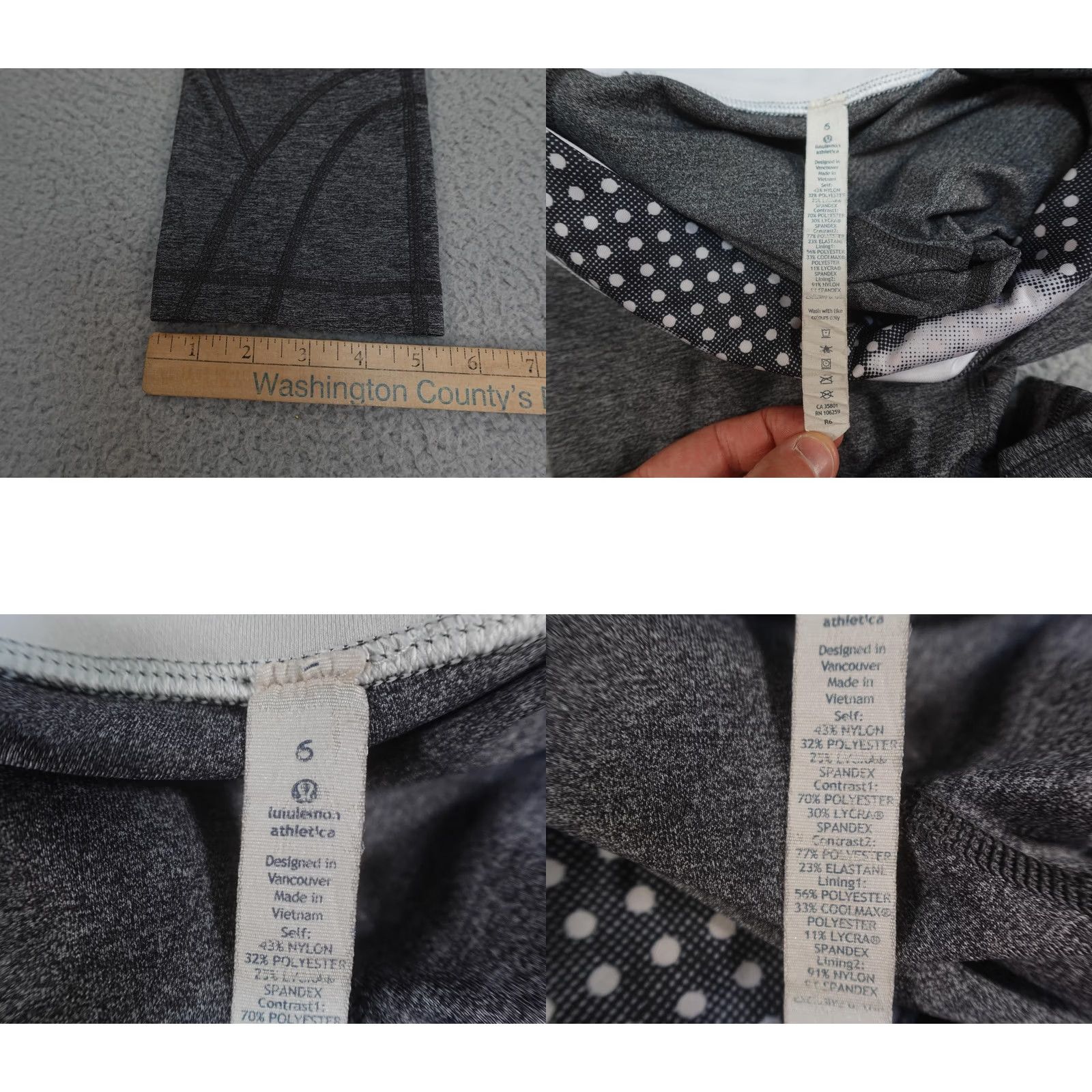 Lululemon Lululemon Pants Womens 6 Gray Crop Leggings Polka Dot Waist Back Zip Pocket Capri Yoga Running Gym & Training Womens 6 Gray Size 28" / US 6 / IT 42 - 8 Thumbnail