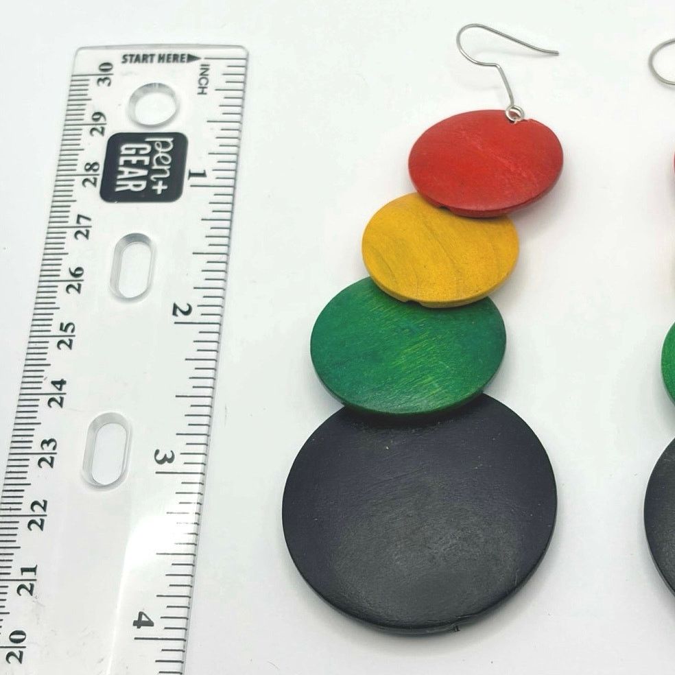 Other Red & Green Circular Drop Earrings Size ONE SIZE - 3 Thumbnail