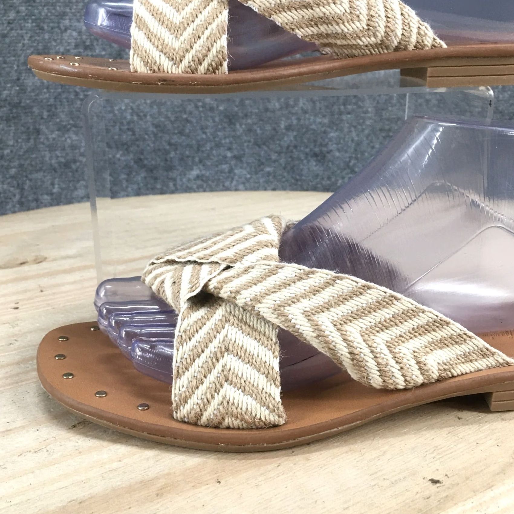 Vintage Universal Thread Sandals Womens 6 Louise Chevron Print Knotted Flats Slide Brown Size US 6 / IT 36 - 3 Thumbnail