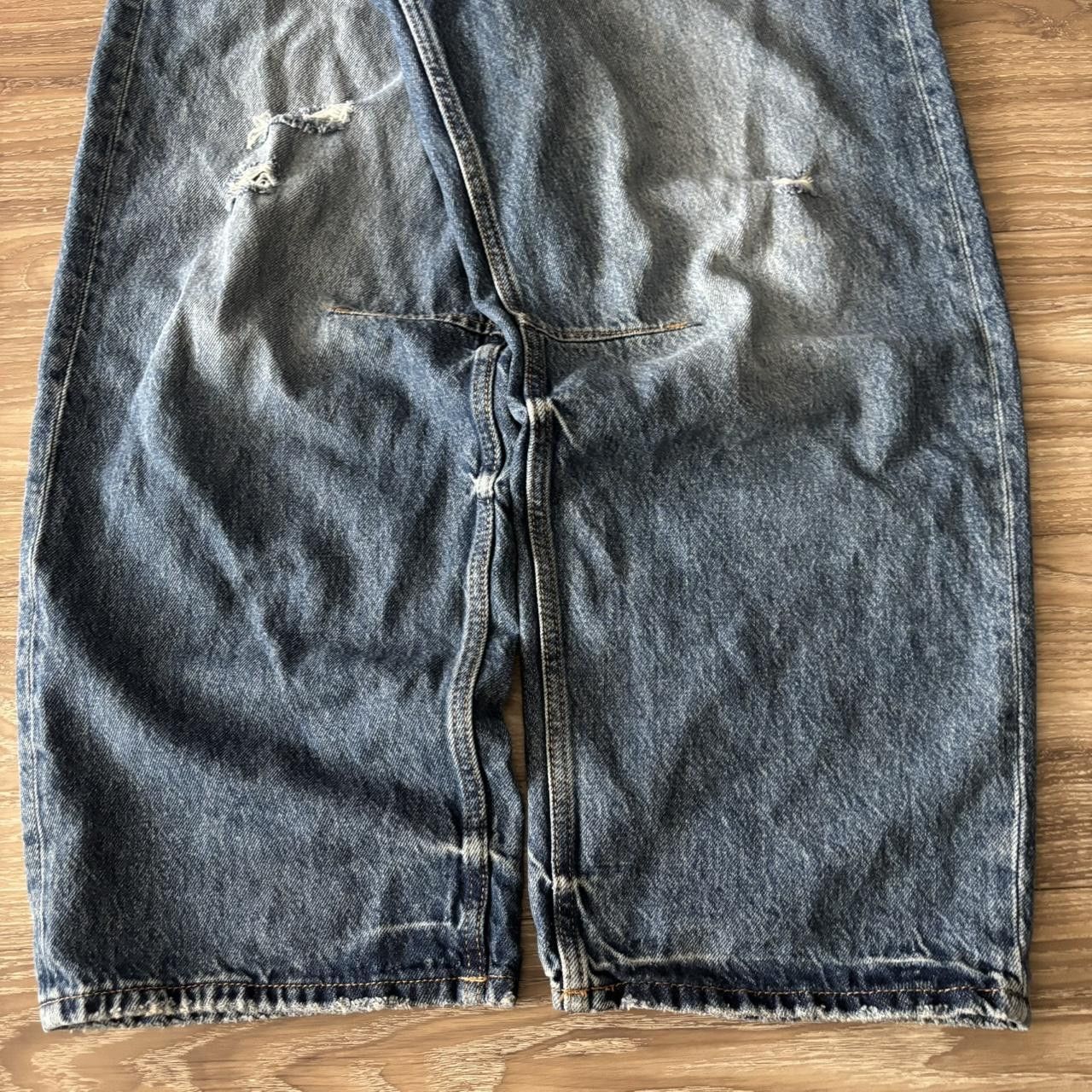 Japanese Brand Crazy Vintage Y2K/2000s Baggy Faded Dark Wash Skater Denim Jeans! 32x28 Size US 32 / EU 48 - 6 Thumbnail