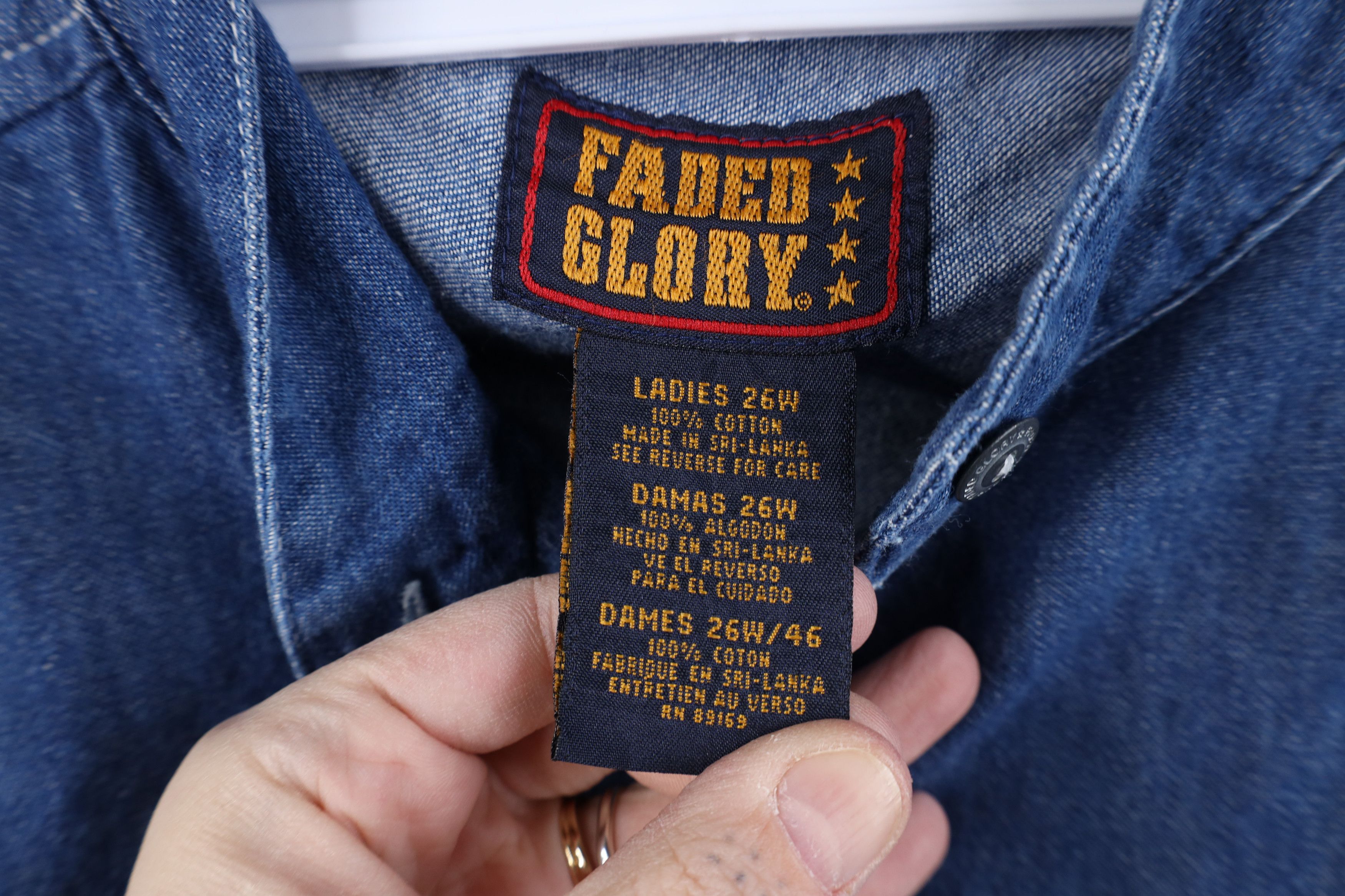 Vintage Vintage 90s Streetwear Denim Jean Band Collar Button Shirt Size 4XL / US 24-26 - 6 Thumbnail
