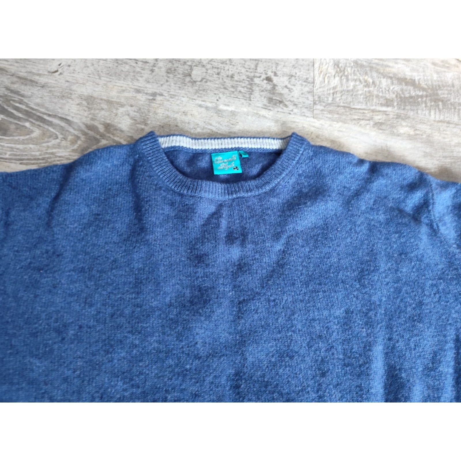 Vintage Emerald Style Sweater Men Size XXL Wool Blend V-Neck Long Sleeve Blue Pullover Knit Casual Travel Golf Mens Size US XXL / EU 58 / 5 - 4 Thumbnail