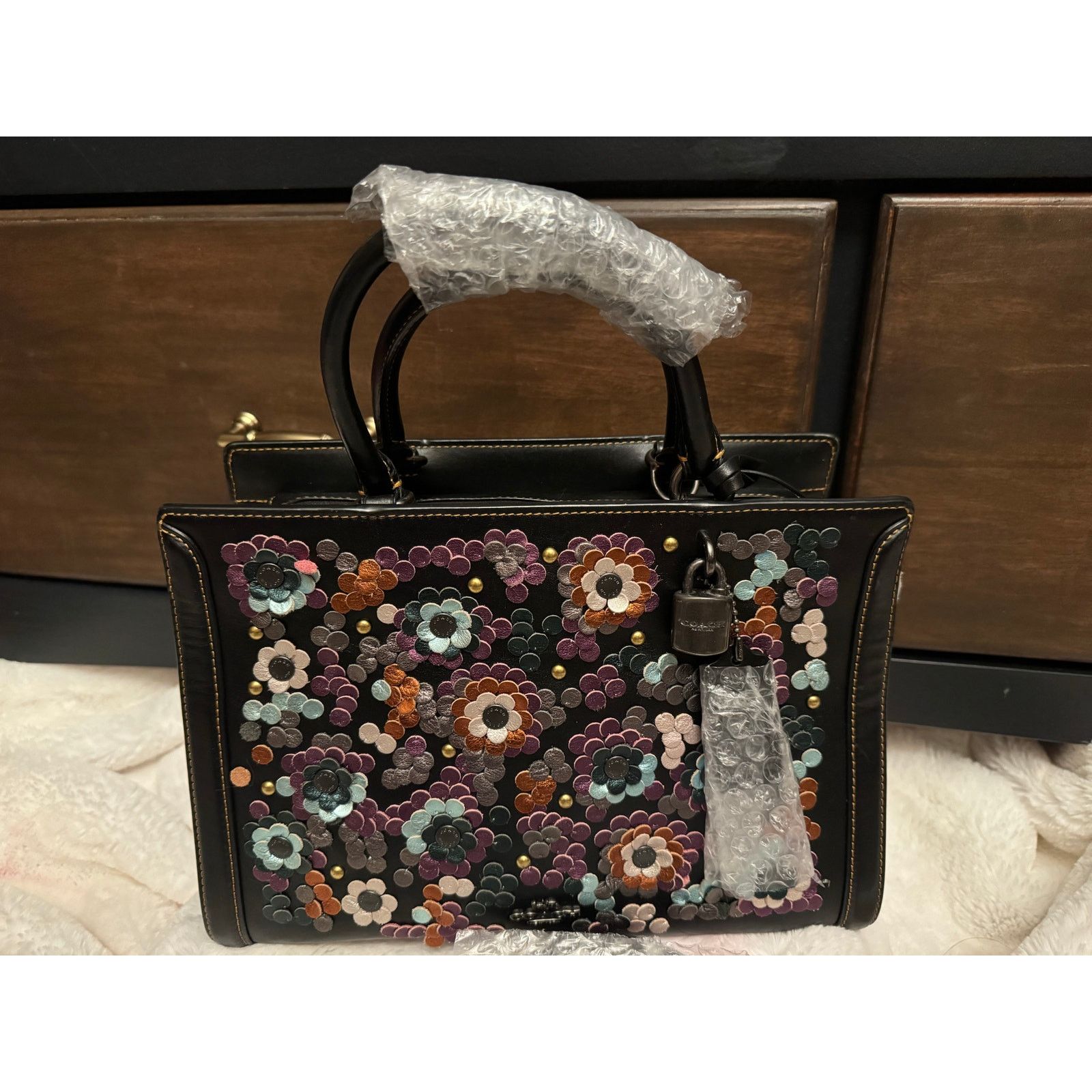 Coach Coach Tea Rose Rogue Satchel Black Floral Multicolor Size ONE SIZE - 2 Thumbnail