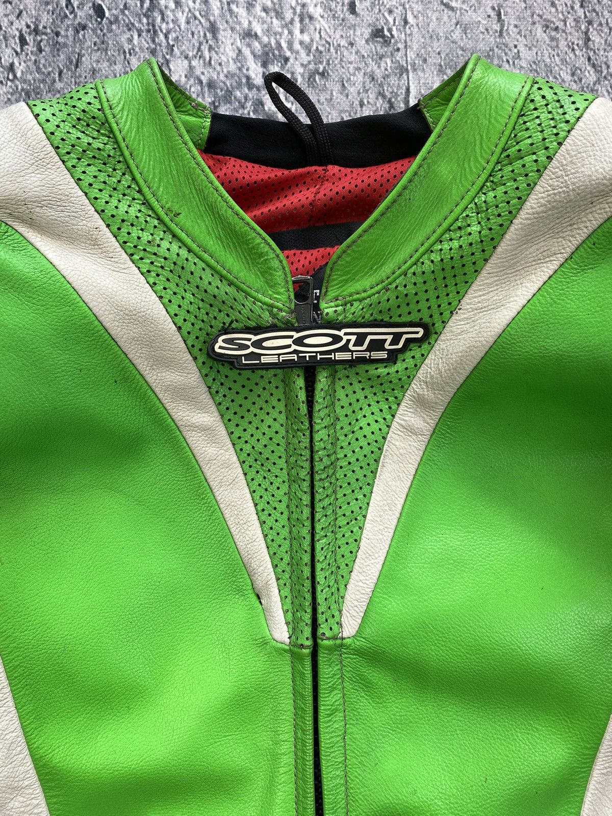 Vintage Leather Jacket Racing Kawasaki Scott USA