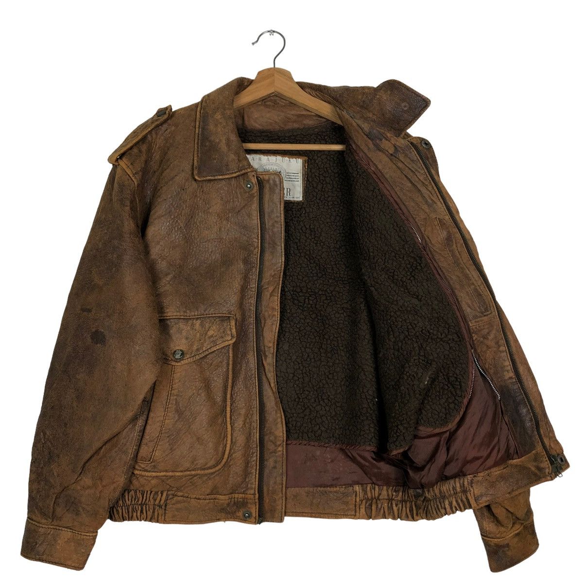 Genuine Leather 🔥Vtg Bomber Leather Jacket Fly Military Mother Harajuku Size US M / EU 48-50 / 2 - 9 Thumbnail