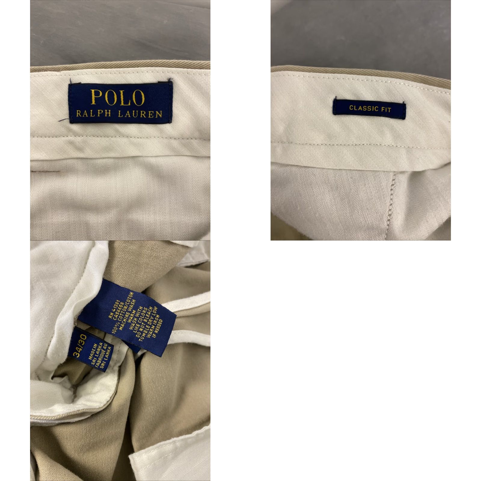 Polo Ralph Lauren POLO RALPH LAUREN Chino Pants 34x30 Tan Solid Classic Fit Mens Size US 34 / EU 50 - 8 Thumbnail