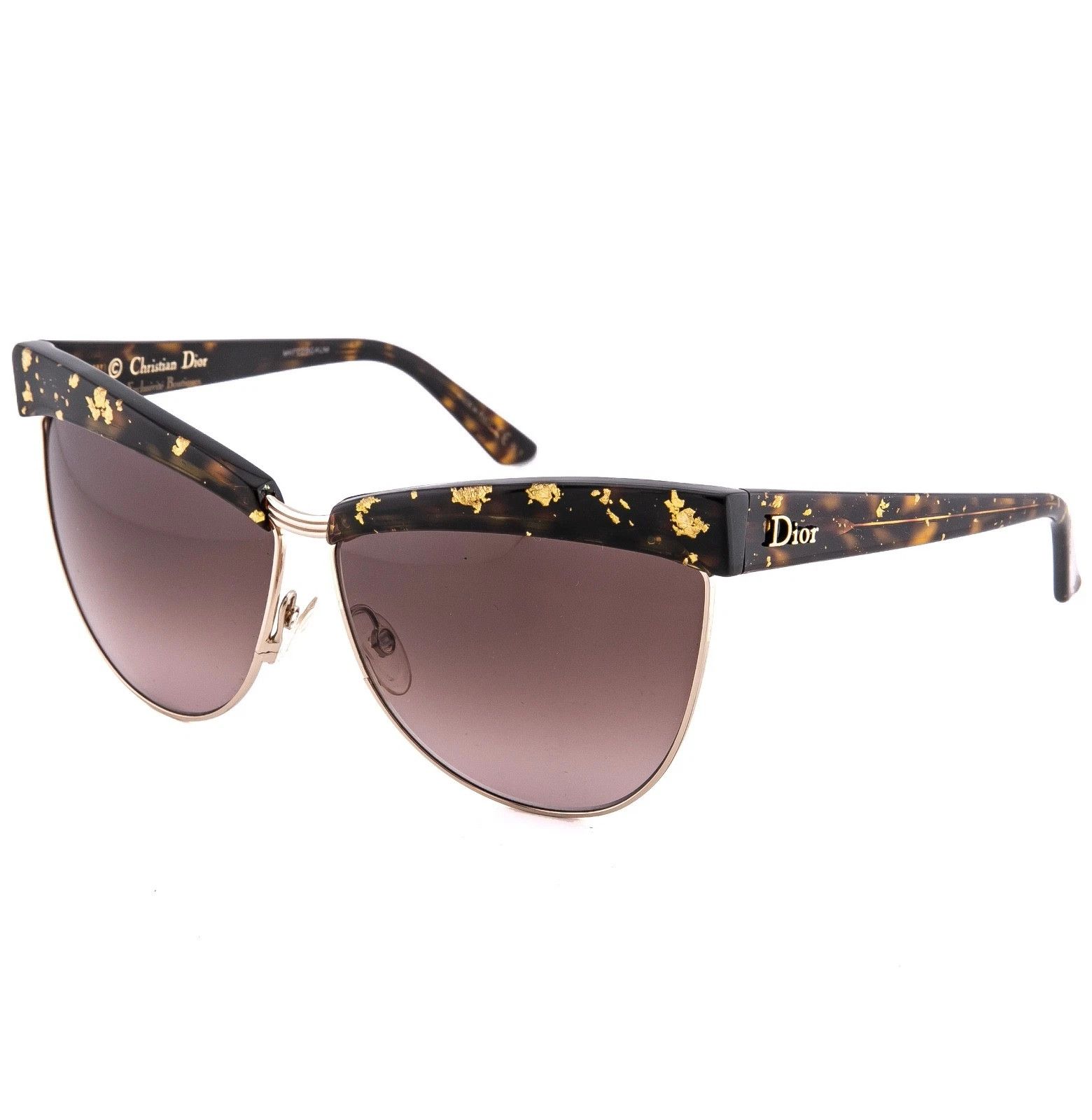 Christian Dior Monsieur CHRISTIAN DIOR METEORE Brown 24K Leaf Boutique Sunglasses Size ONE SIZE - 3 Thumbnail