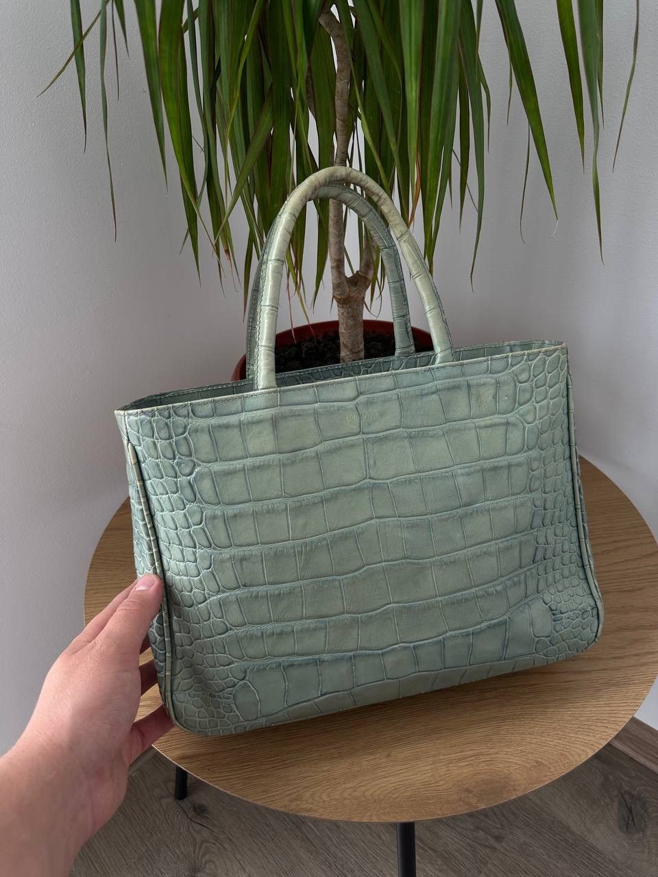 Furla Vintage Furla Faded Crocodile Embossed Leather Tote Bag Mint Size ONE SIZE - 4 Thumbnail