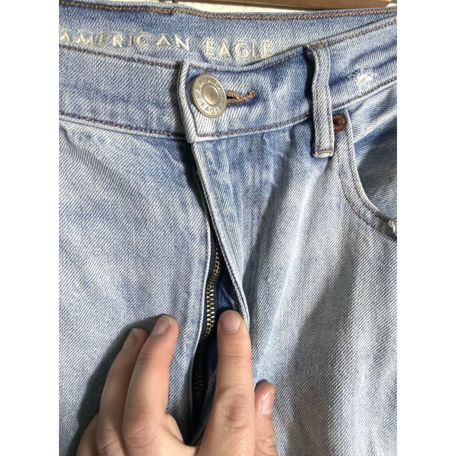 American Eagle Outfitters VINTAGE American Eagle Jeans Baggy Light Wash 32x31 Distressed Women 14 Blue Straight Size 24" / US 00 / IT 34 - 6 Thumbnail