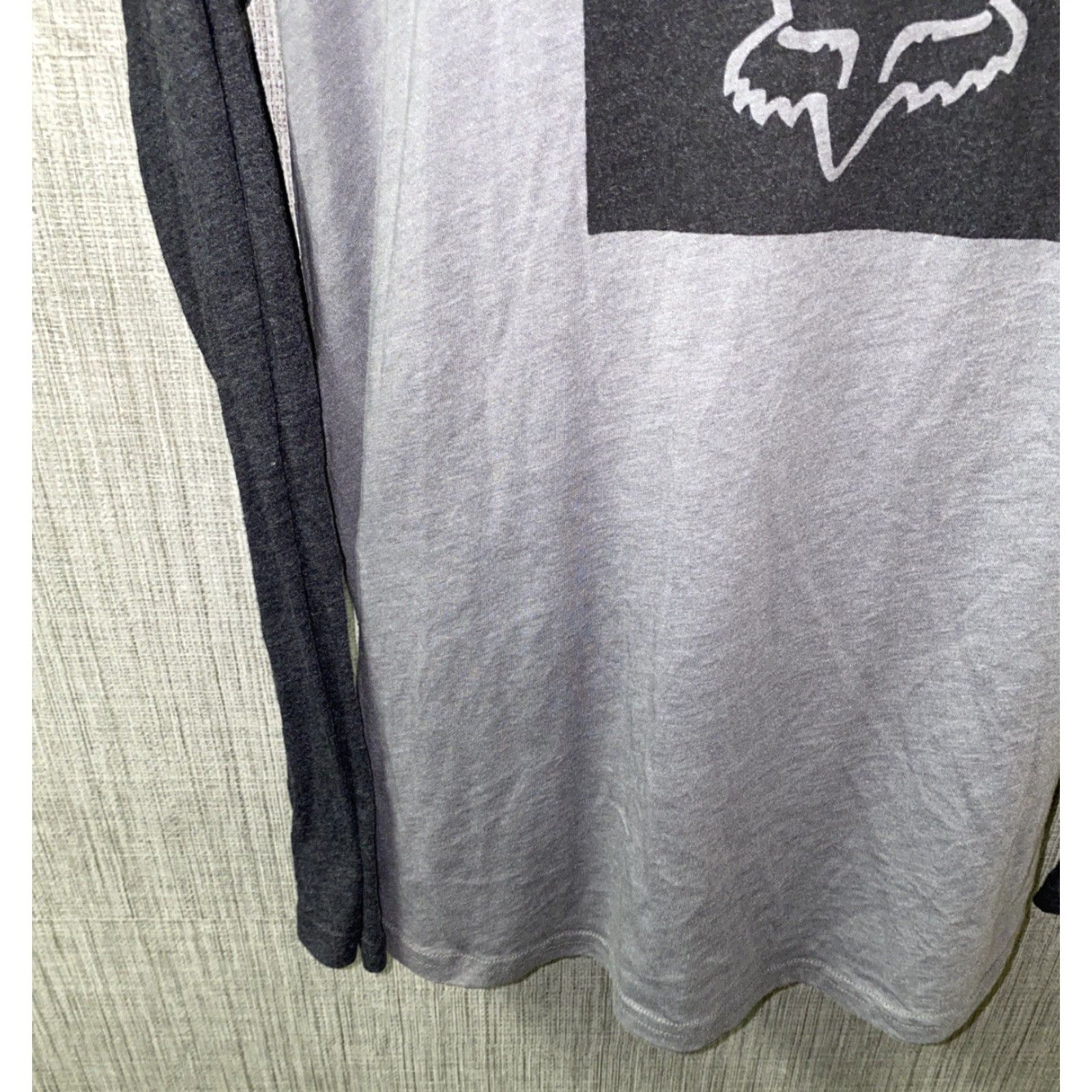Vintage FOX Men's T-Shirt Long Sleeve Gray 2XL Shirt Regular Cotton/Polyester Solid Basic VINTAGE No Size US XXL / EU 58 / 5 - 3 Thumbnail