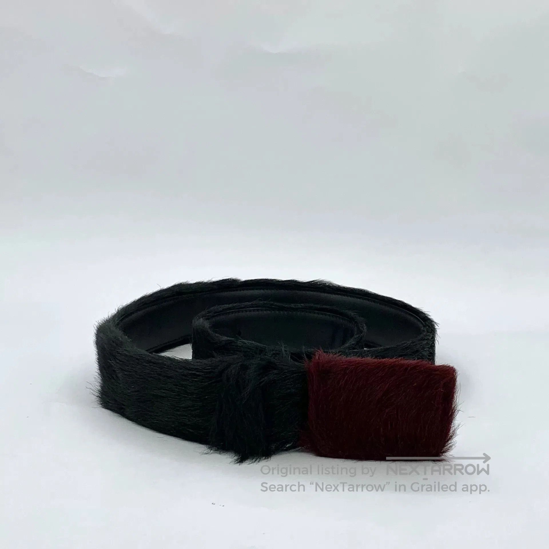 Prada Prada Black Fur Leather Belt. Size ONE SIZE - 2 Thumbnail