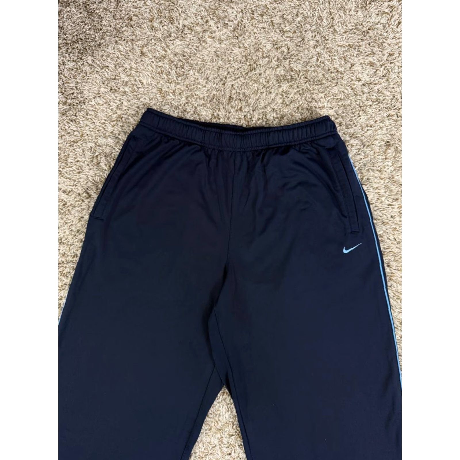 Nike VINTAGE Nike Track Pants Side Stripe Ankle Zip Navy Blue Large Mens Regular Size Size US 33 - 2 Thumbnail