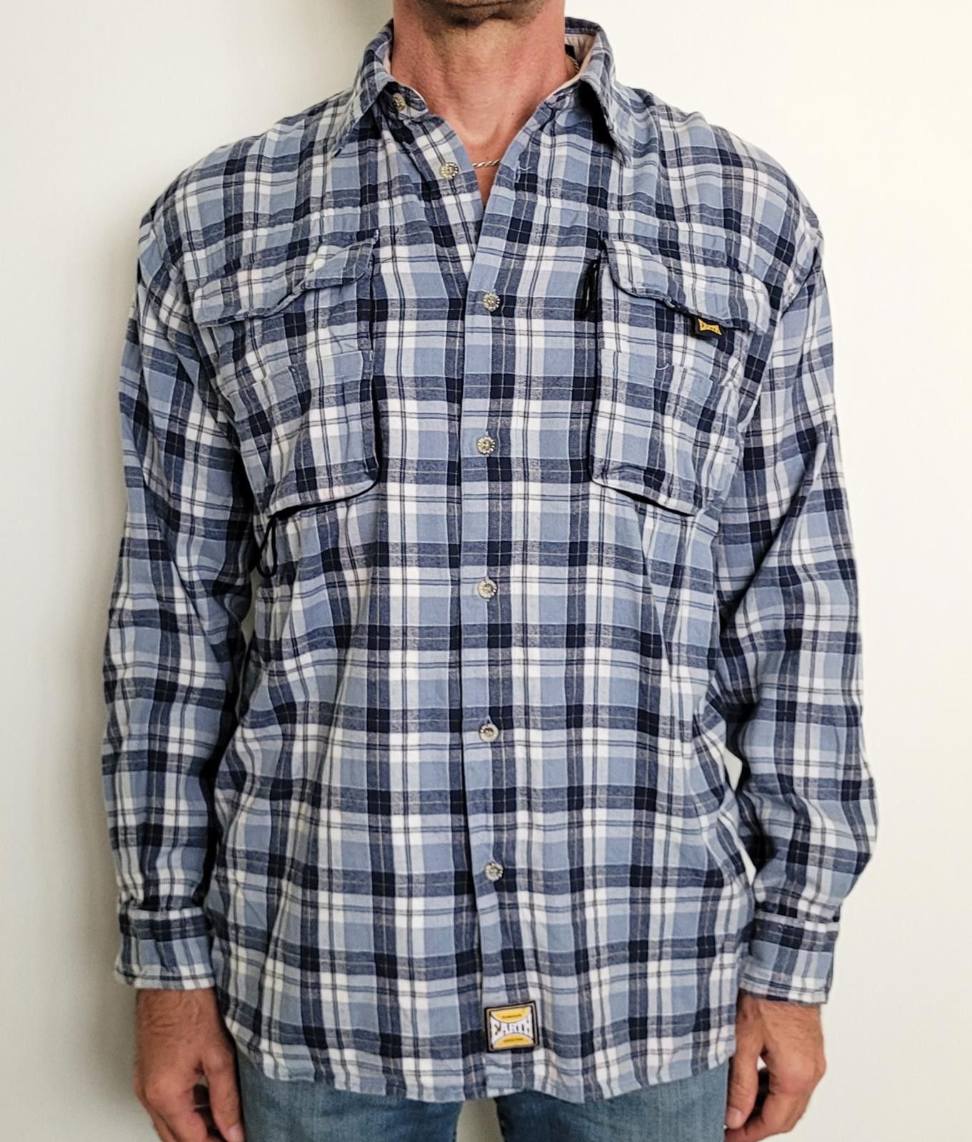 Other Planet Earth Men’s Large Blue Plaid Flannel Shirt Size US L / EU 52-54 / 3 - 1 Thumbnail
