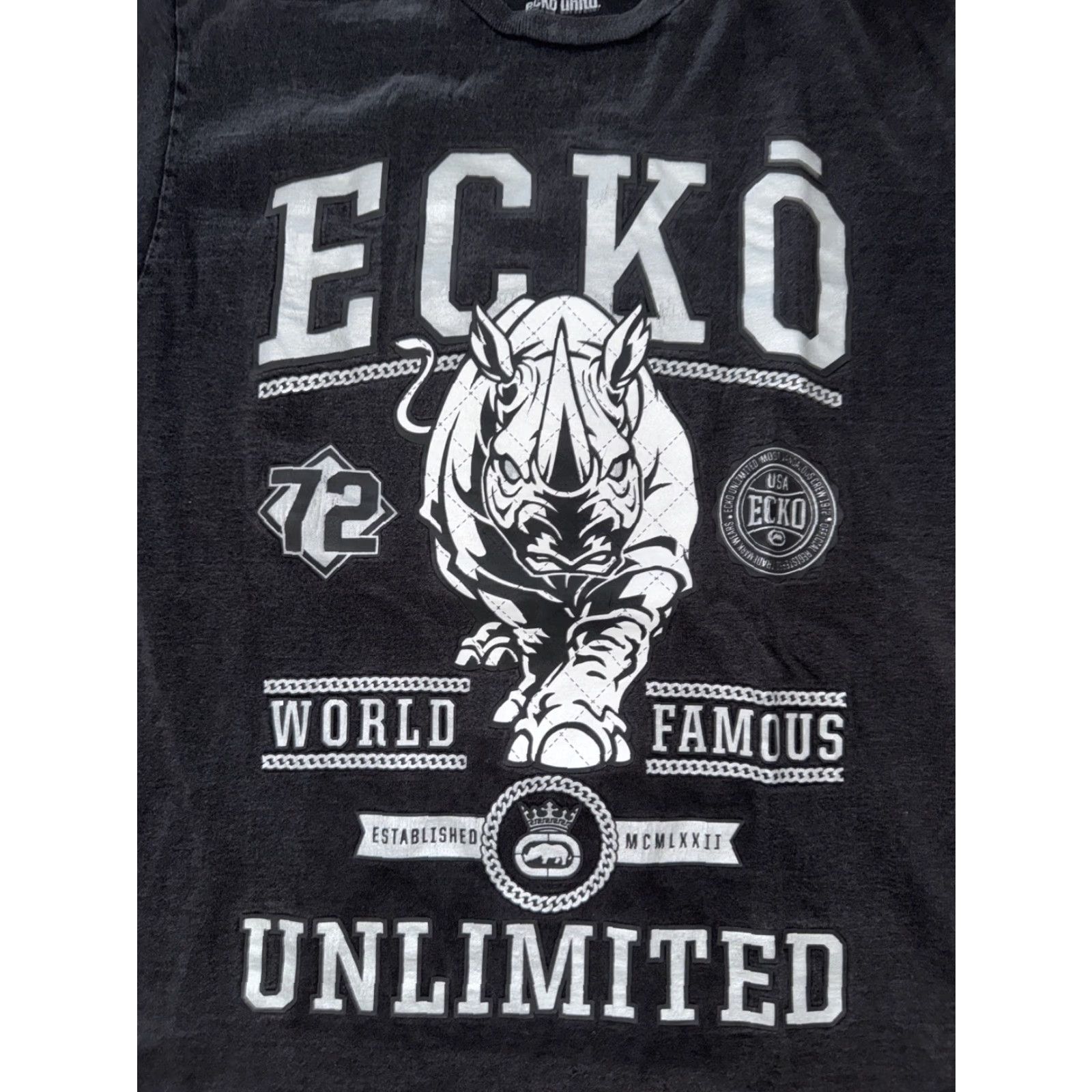 Ecko Unltd. VINTAGE Ecko Unltd T-Shirt Rhino Black L Mens 21x28 Hip Hop Streetwear Graffiti 90s Size US L / EU 52-54 / 3 - 2 Thumbnail