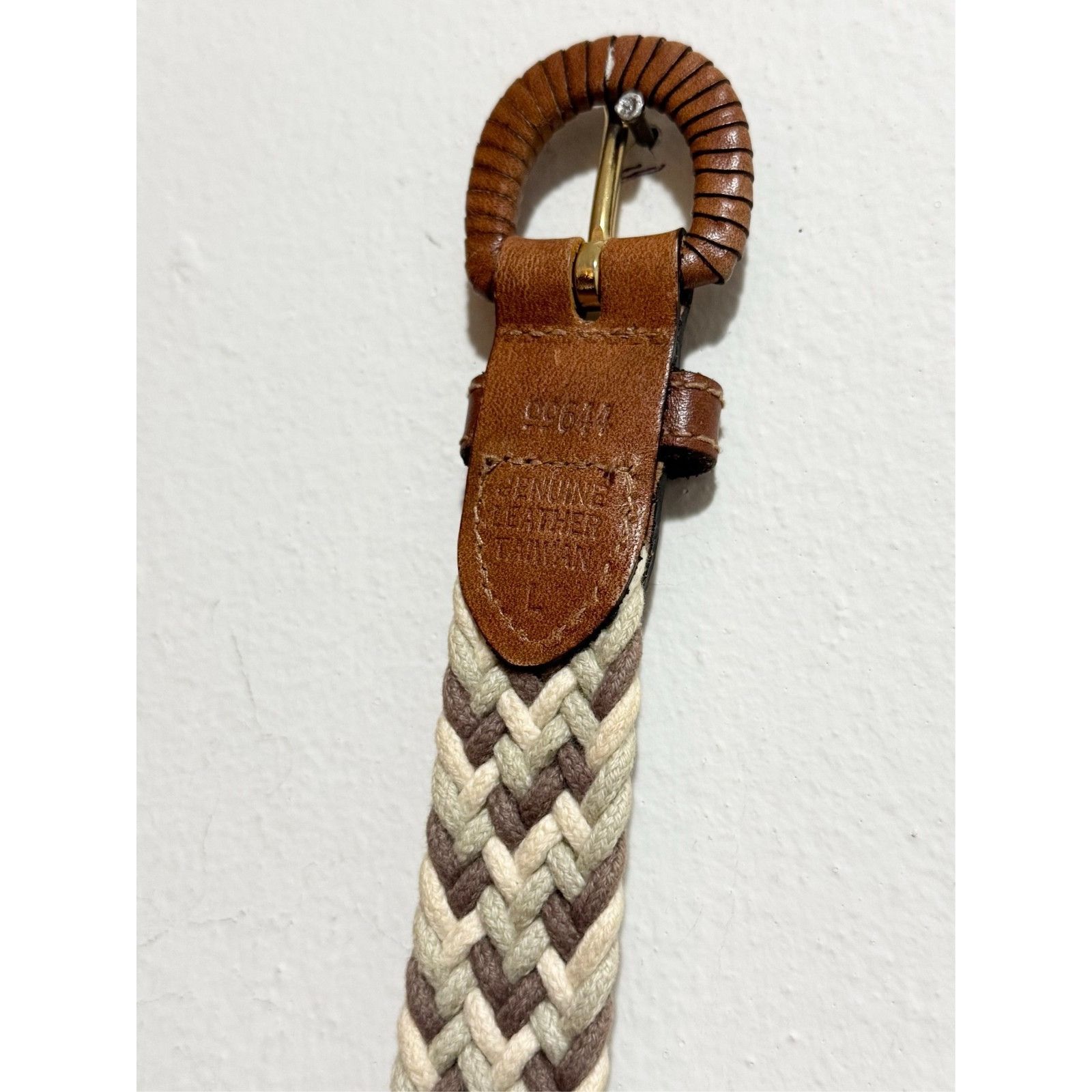 Vintage Vintage genuine leather Taiwan woven belt size L Size ONE SIZE - 4 Thumbnail