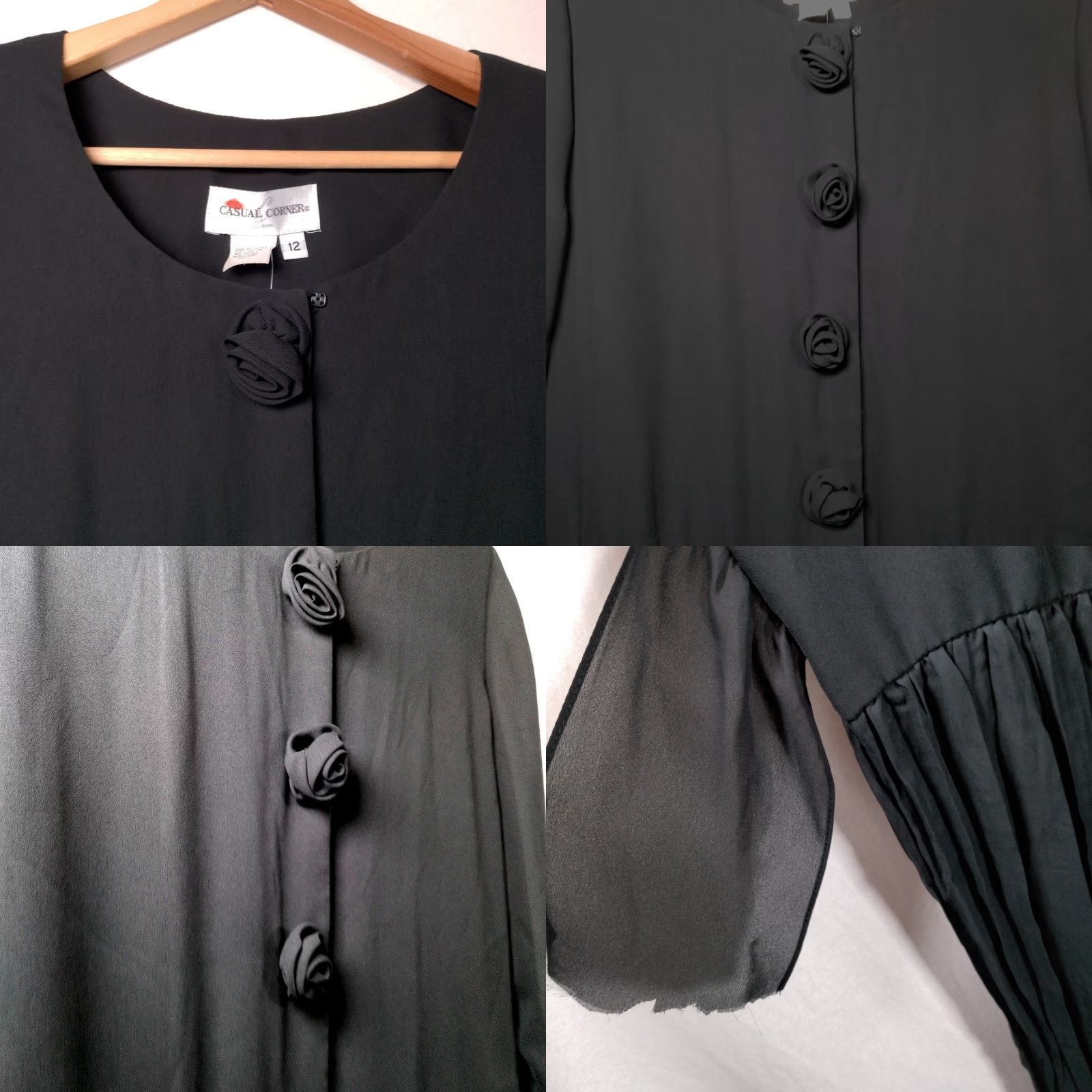 Vintage VINTAGE Casual Corner Dress Shirt Dress 1990s Black Roses Semi-sheer Long Sleeve Round Neck 12 Womens Vintage 90s Goth Vamp Size XL / US 12-14 / IT 48-50 - 8 Thumbnail